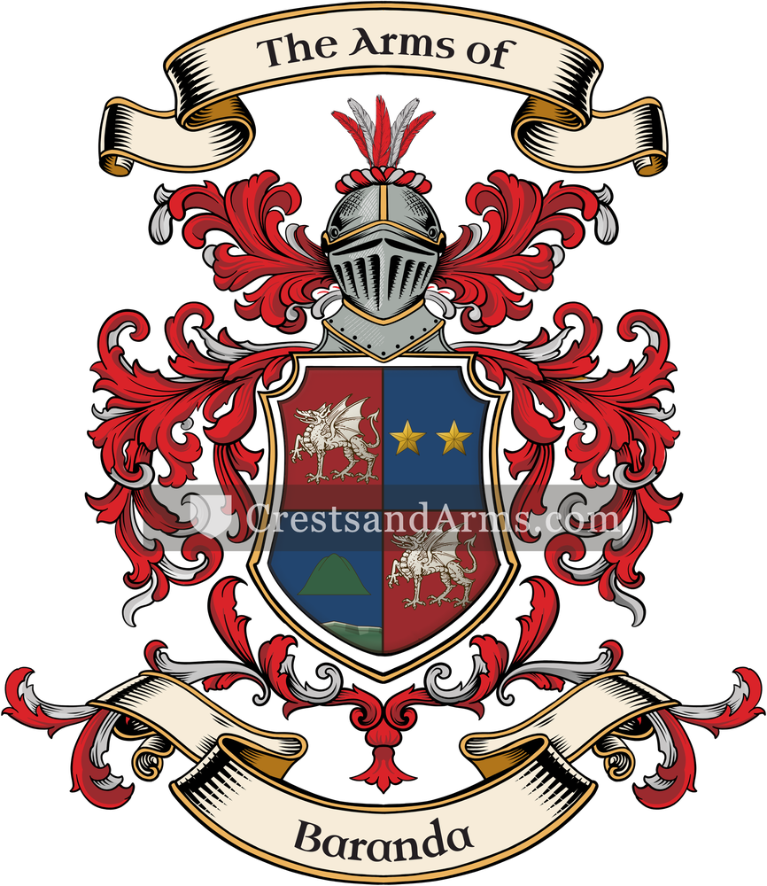 The Baranda coat of arms, drawn from the recorded blazon