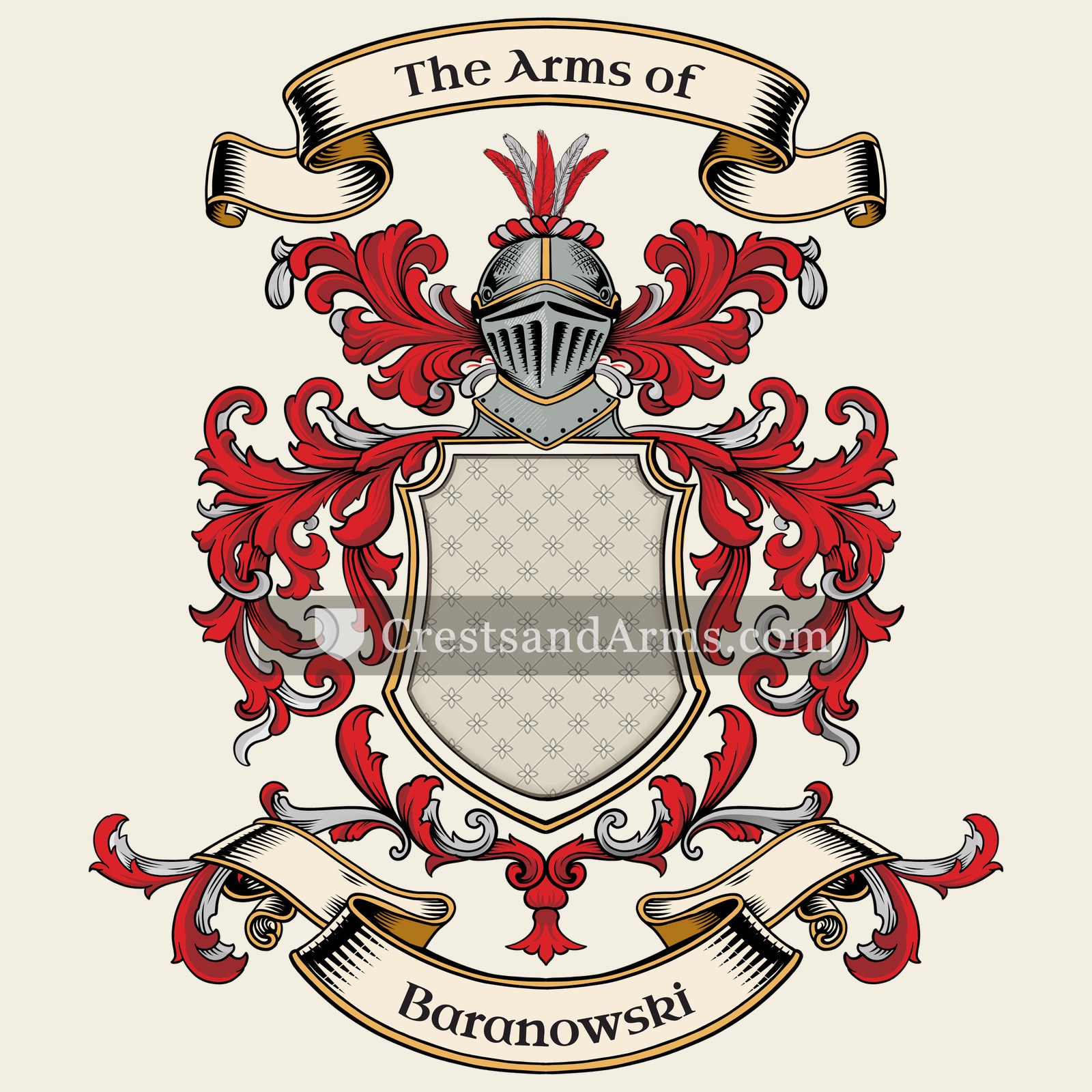 The Baranowski coat of arms, drawn from the recorded blazon