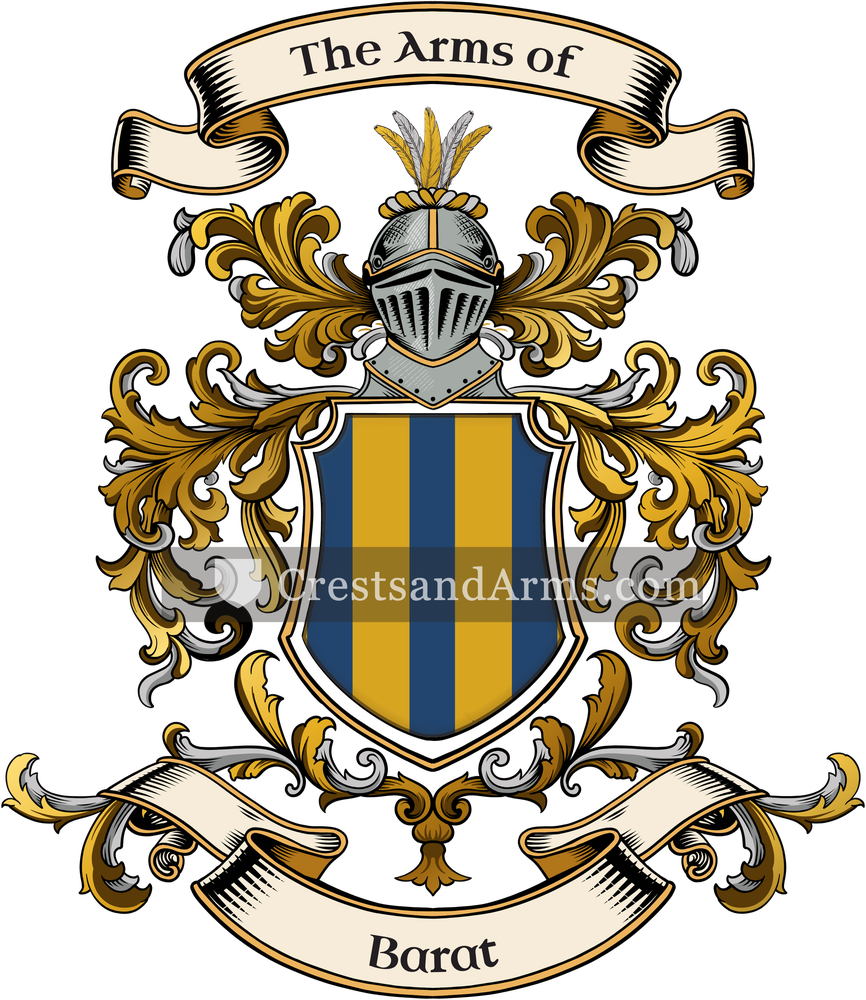 The Barat coat of arms, drawn from the recorded blazon