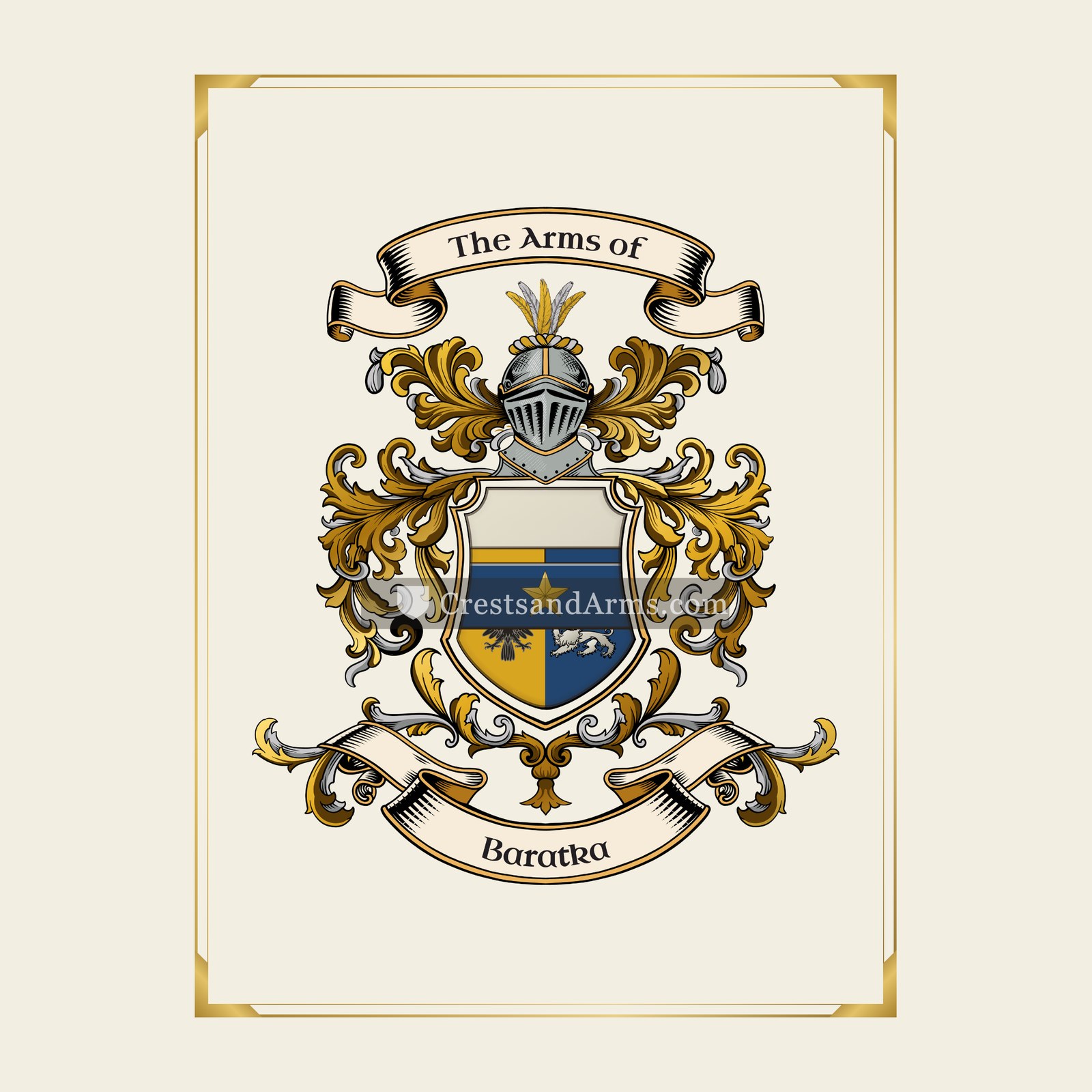 With gold border