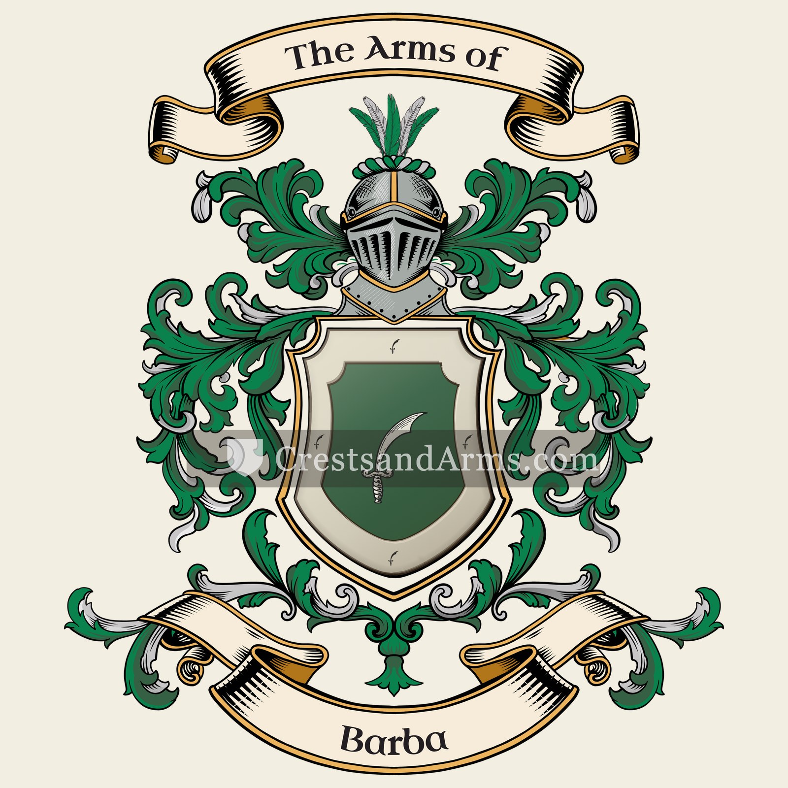 The Barba coat of arms, drawn from the recorded blazon