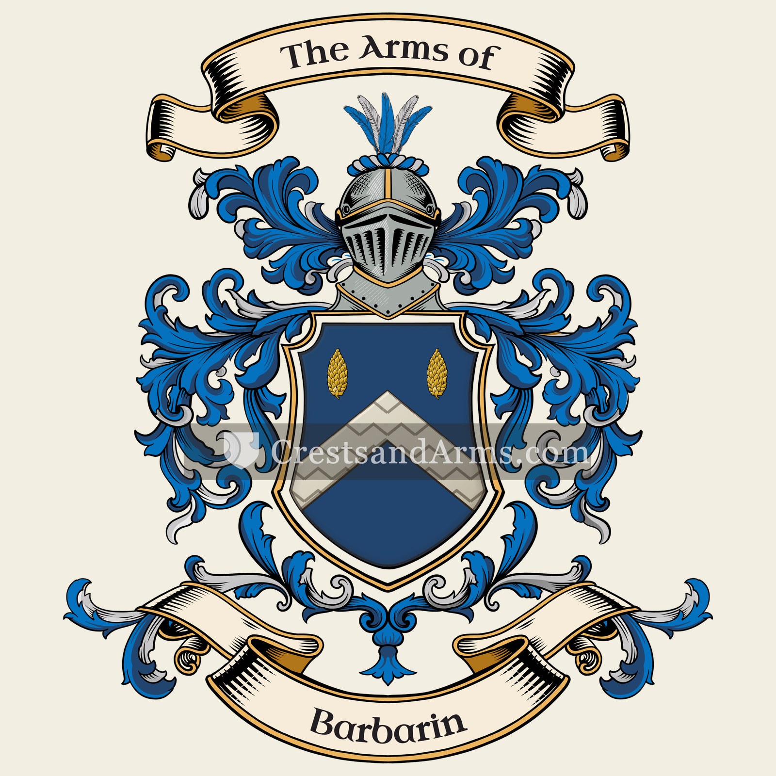 The Barbarin coat of arms, drawn from the recorded blazon