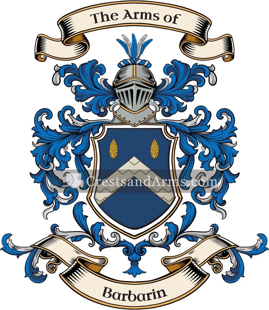 The Barbarin coat of arms, drawn from the recorded blazon