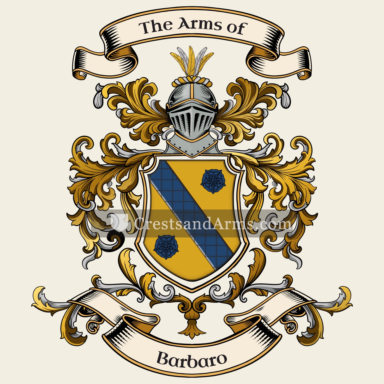 The Barbaro coat of arms, drawn from the recorded blazon