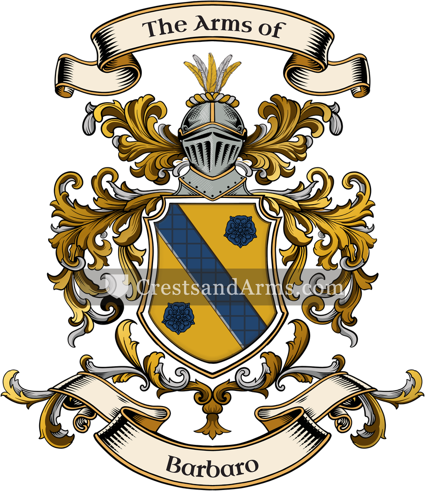 The Barbaro coat of arms, drawn from the recorded blazon