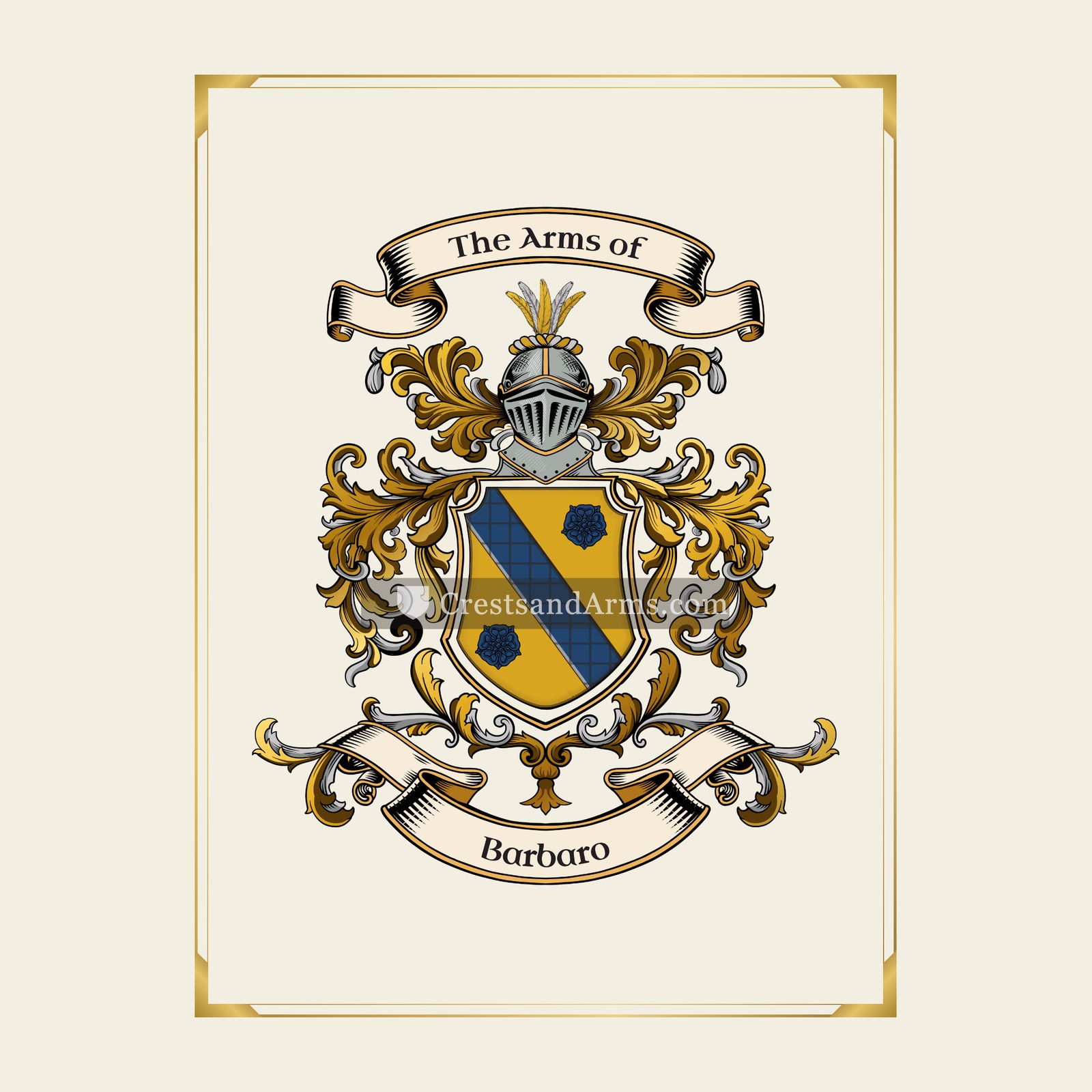 With gold border