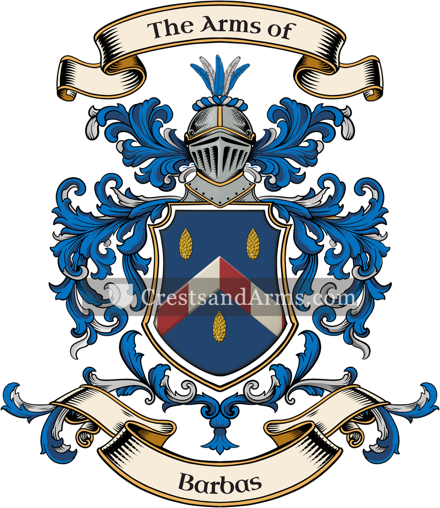 The Barbas coat of arms, drawn from the recorded blazon