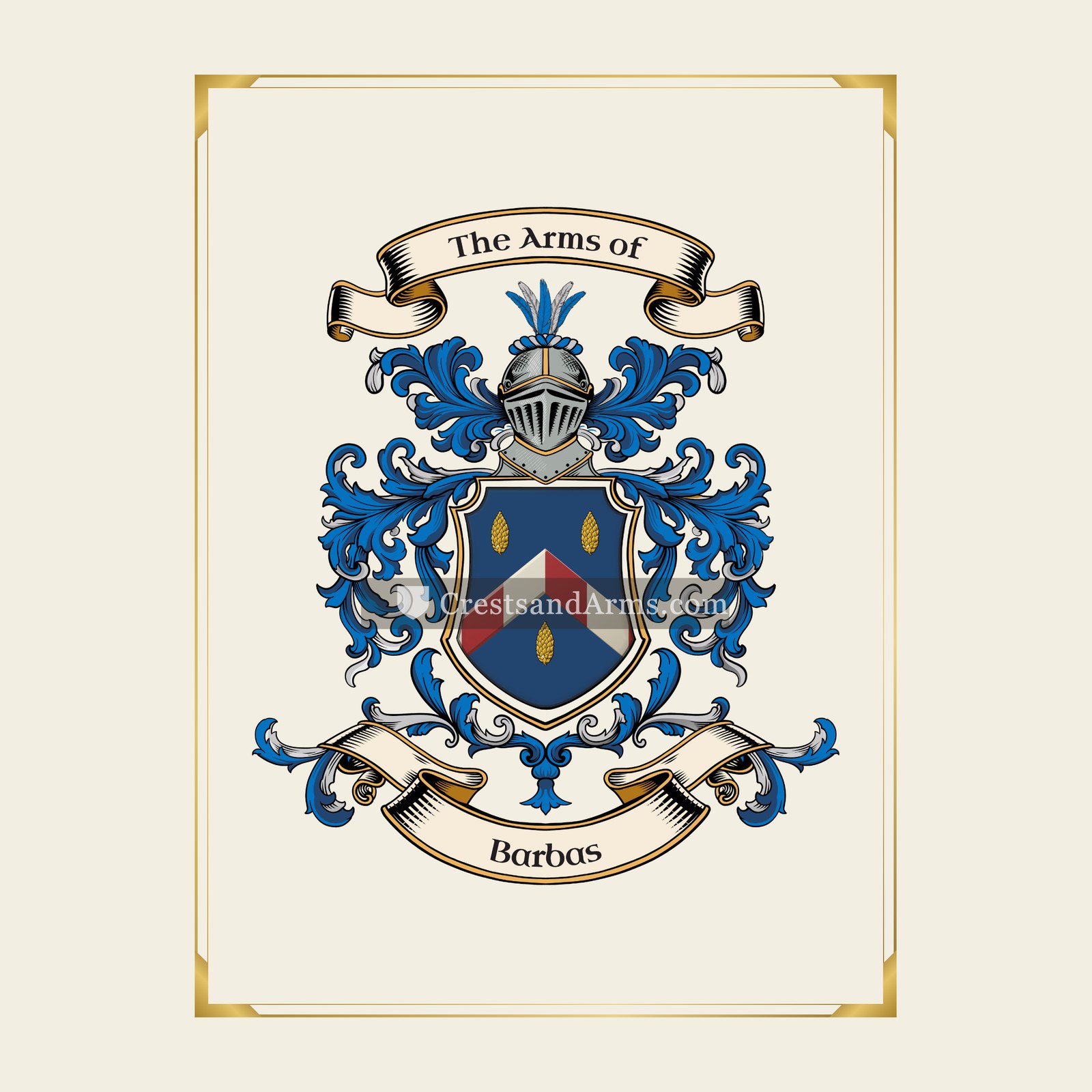 With gold border