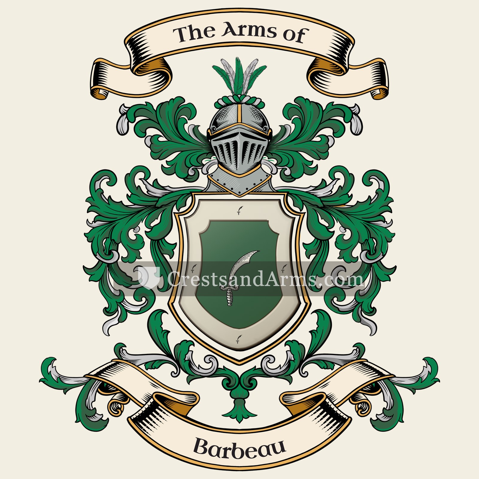The Barbeau coat of arms, drawn from the recorded blazon