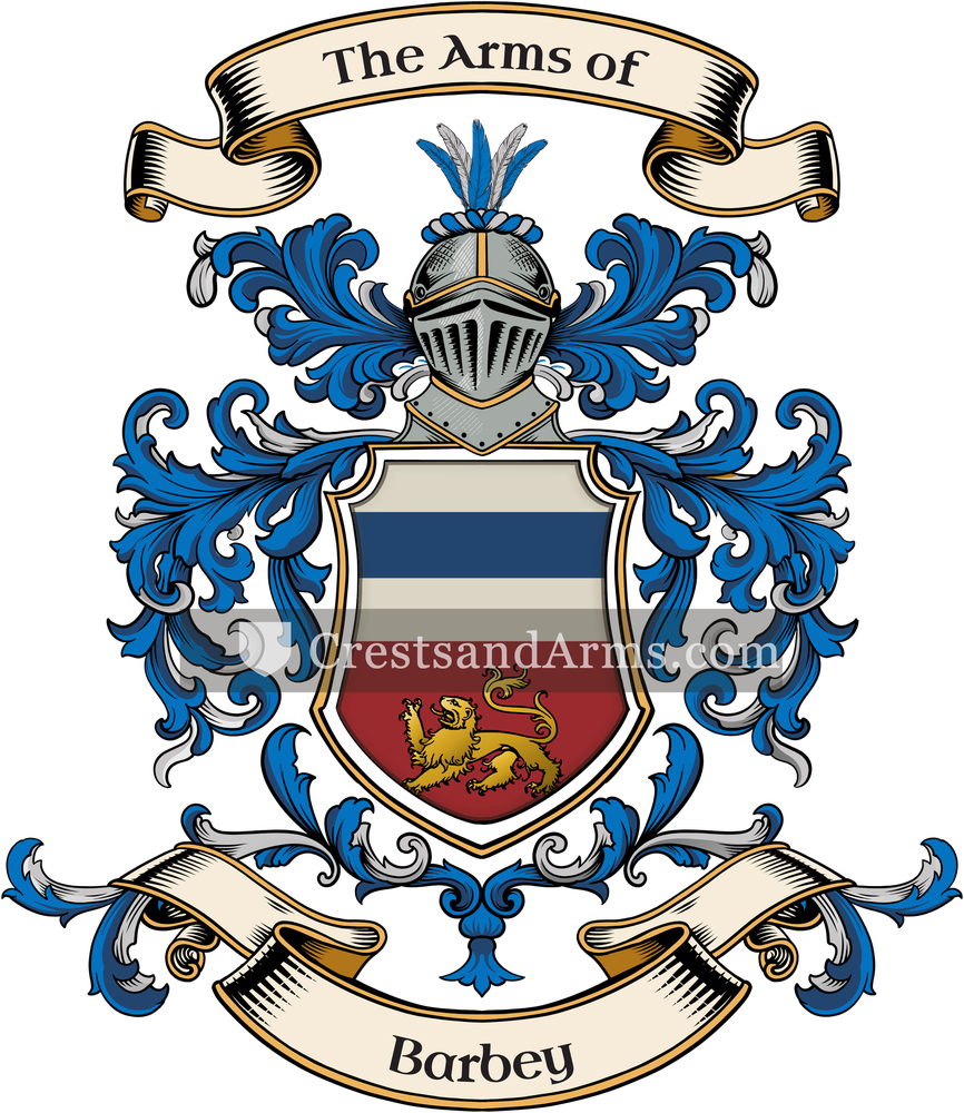 The Barbey coat of arms, drawn from the recorded blazon