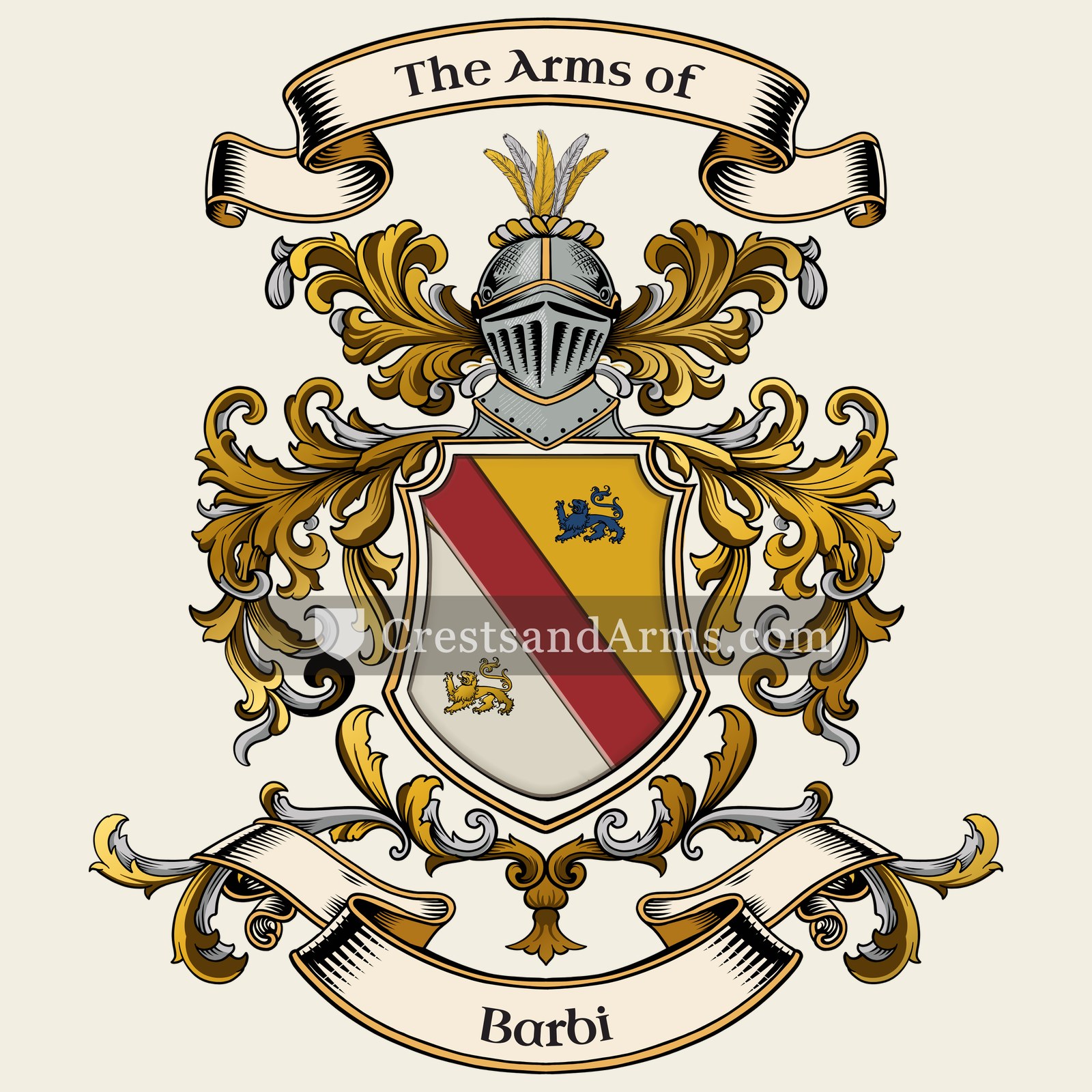 The Barbi coat of arms, drawn from the recorded blazon