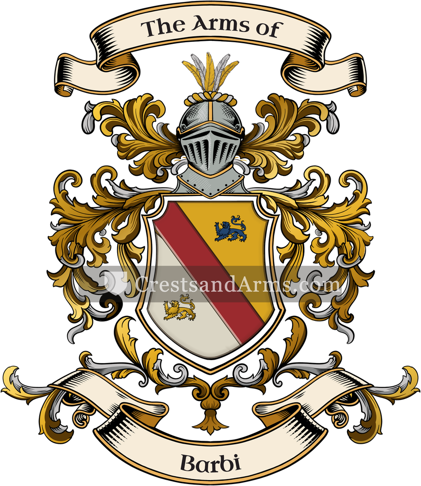 The Barbi coat of arms, drawn from the recorded blazon