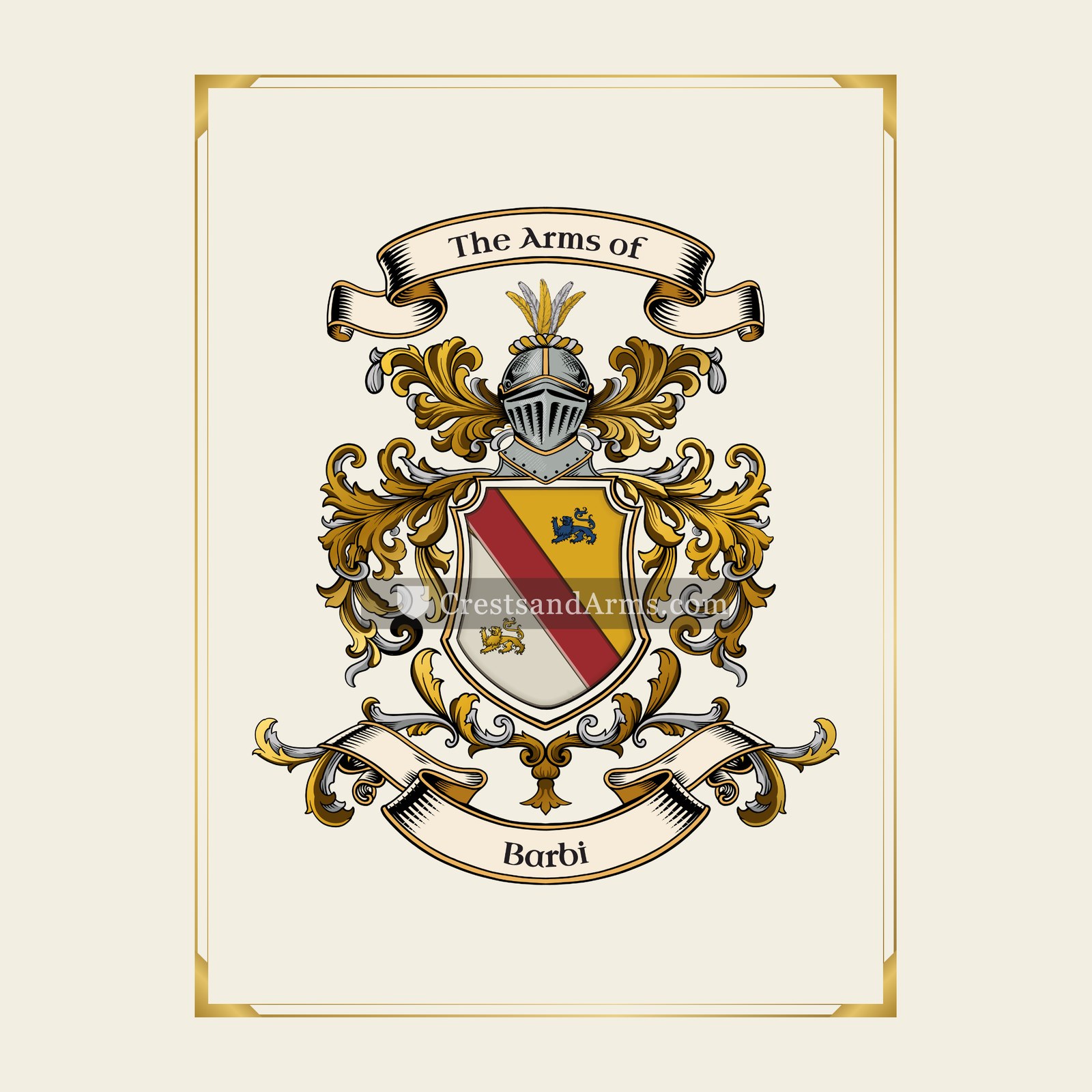 With gold border
