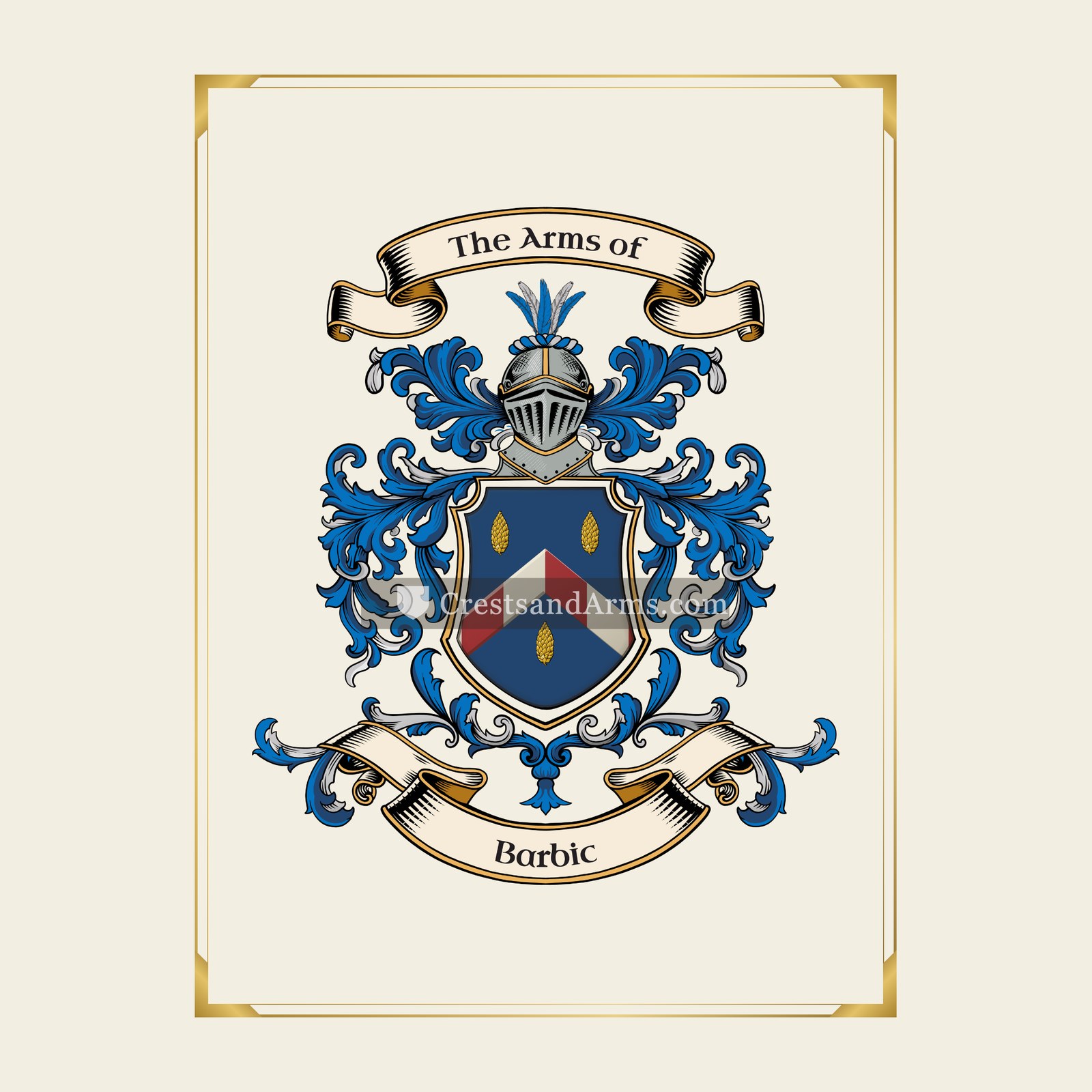 With gold border