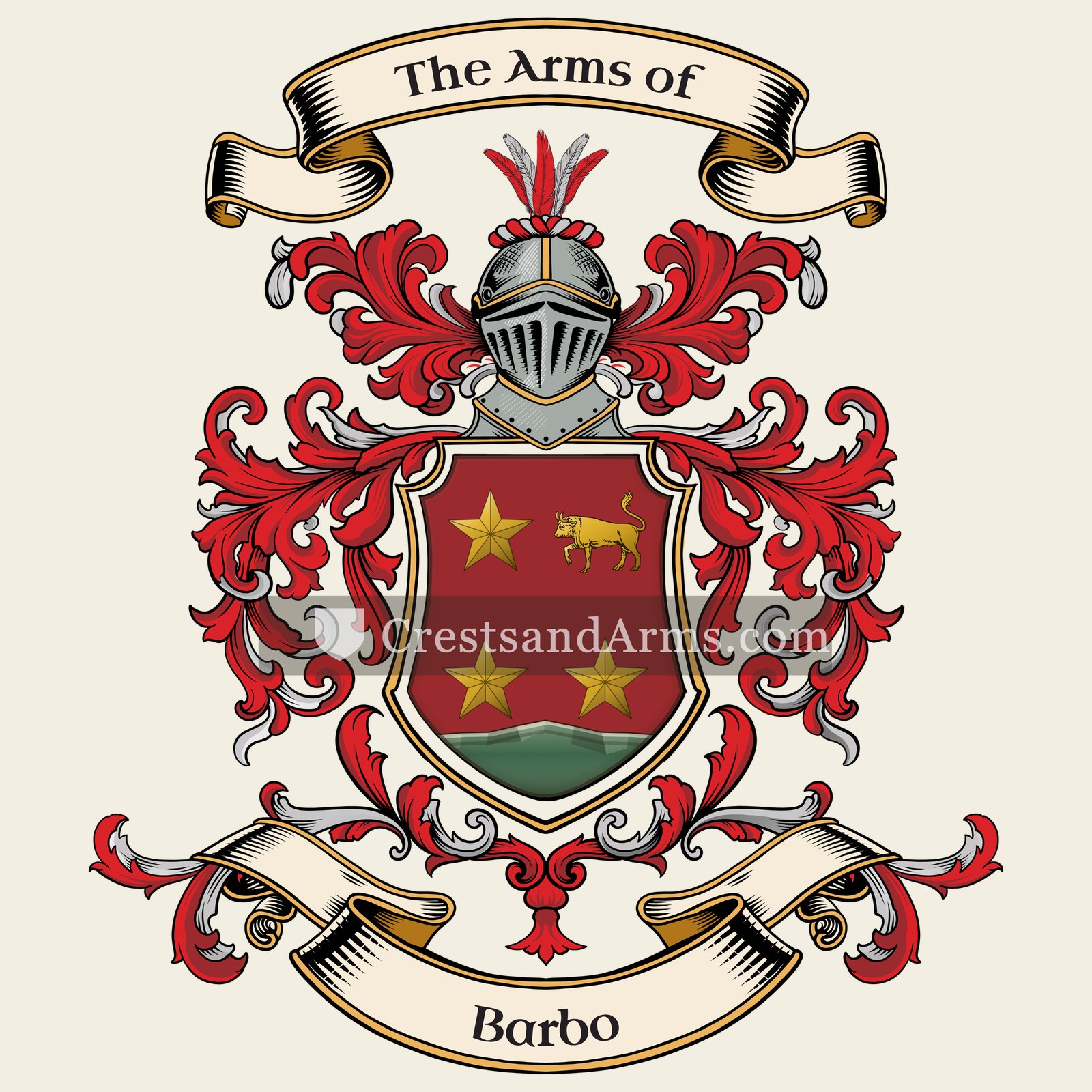 The Barbo coat of arms, drawn from the recorded blazon