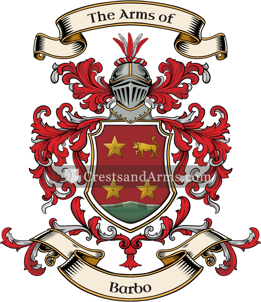 The Barbo coat of arms, drawn from the recorded blazon
