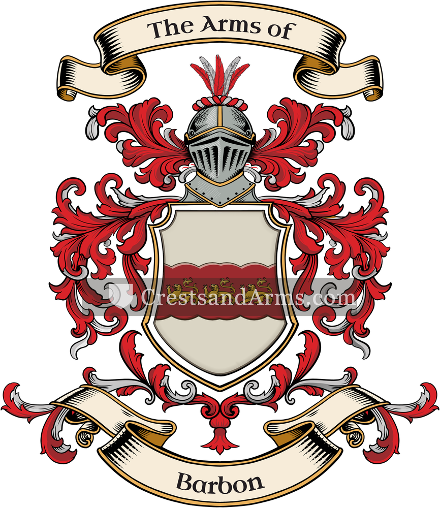 The Barbon coat of arms, drawn from the recorded blazon