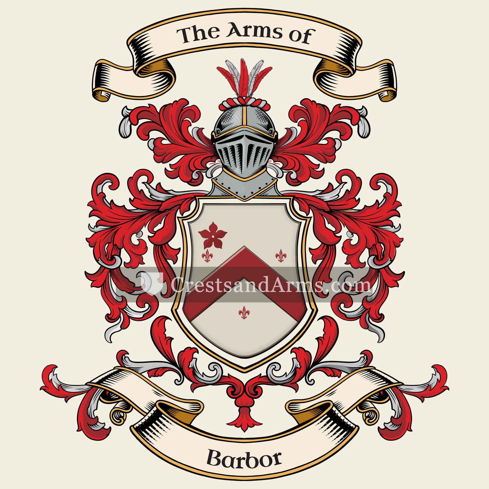 The Barbor coat of arms, drawn from the recorded blazon
