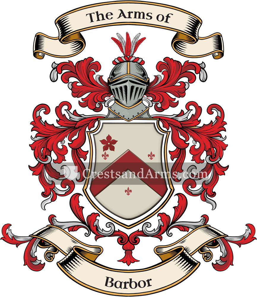 The Barbor coat of arms, drawn from the recorded blazon