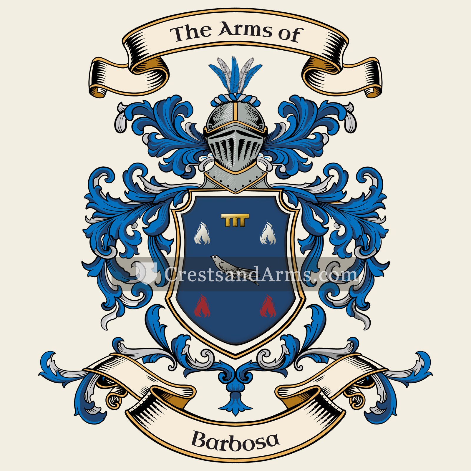 The Barbosa coat of arms, drawn from the recorded blazon