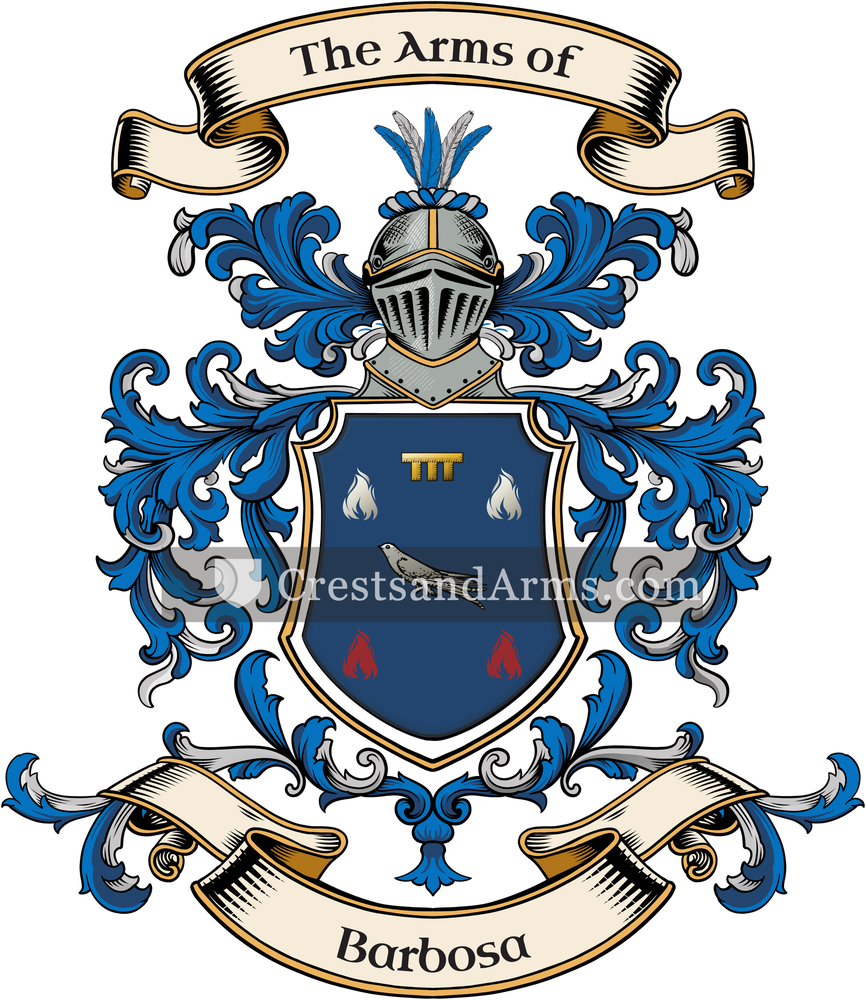The Barbosa coat of arms, drawn from the recorded blazon
