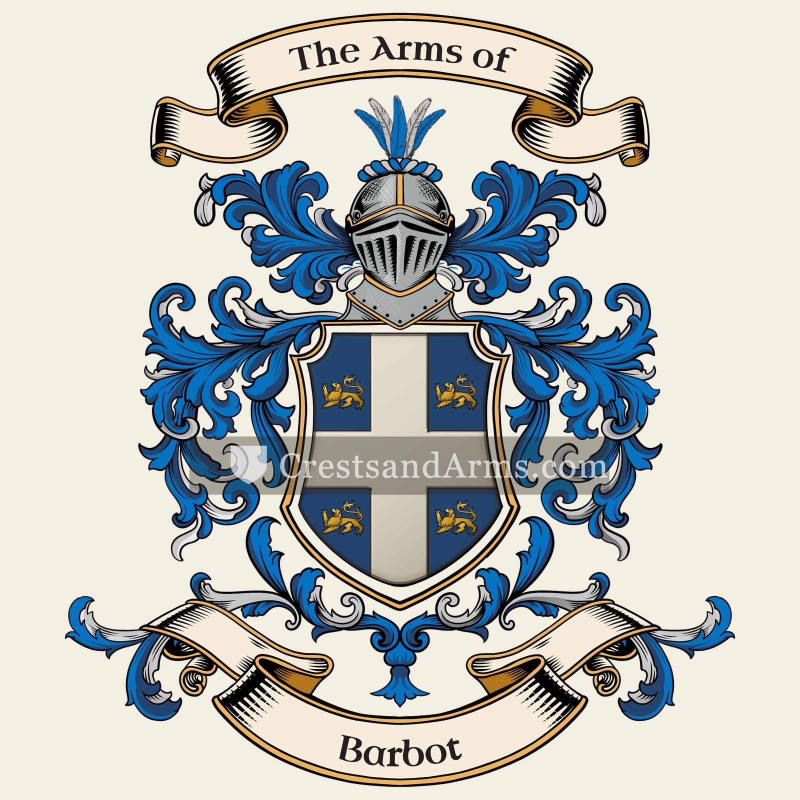 The Barbot coat of arms, drawn from the recorded blazon