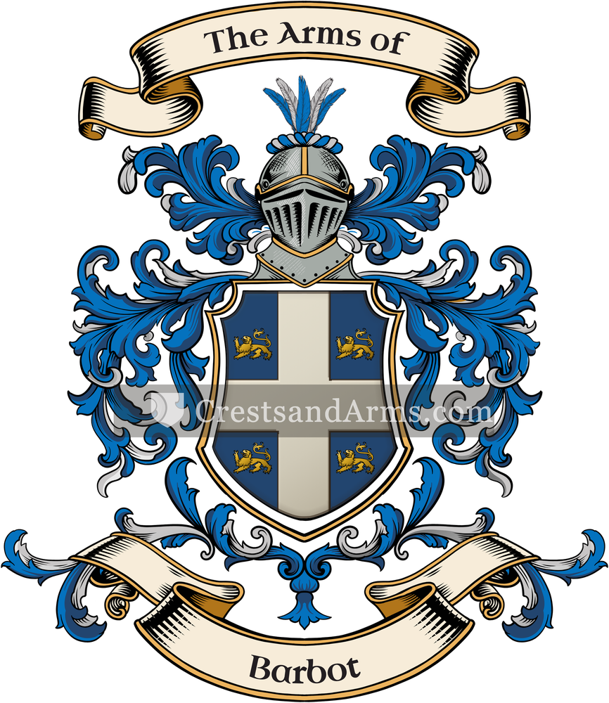 The Barbot coat of arms, drawn from the recorded blazon
