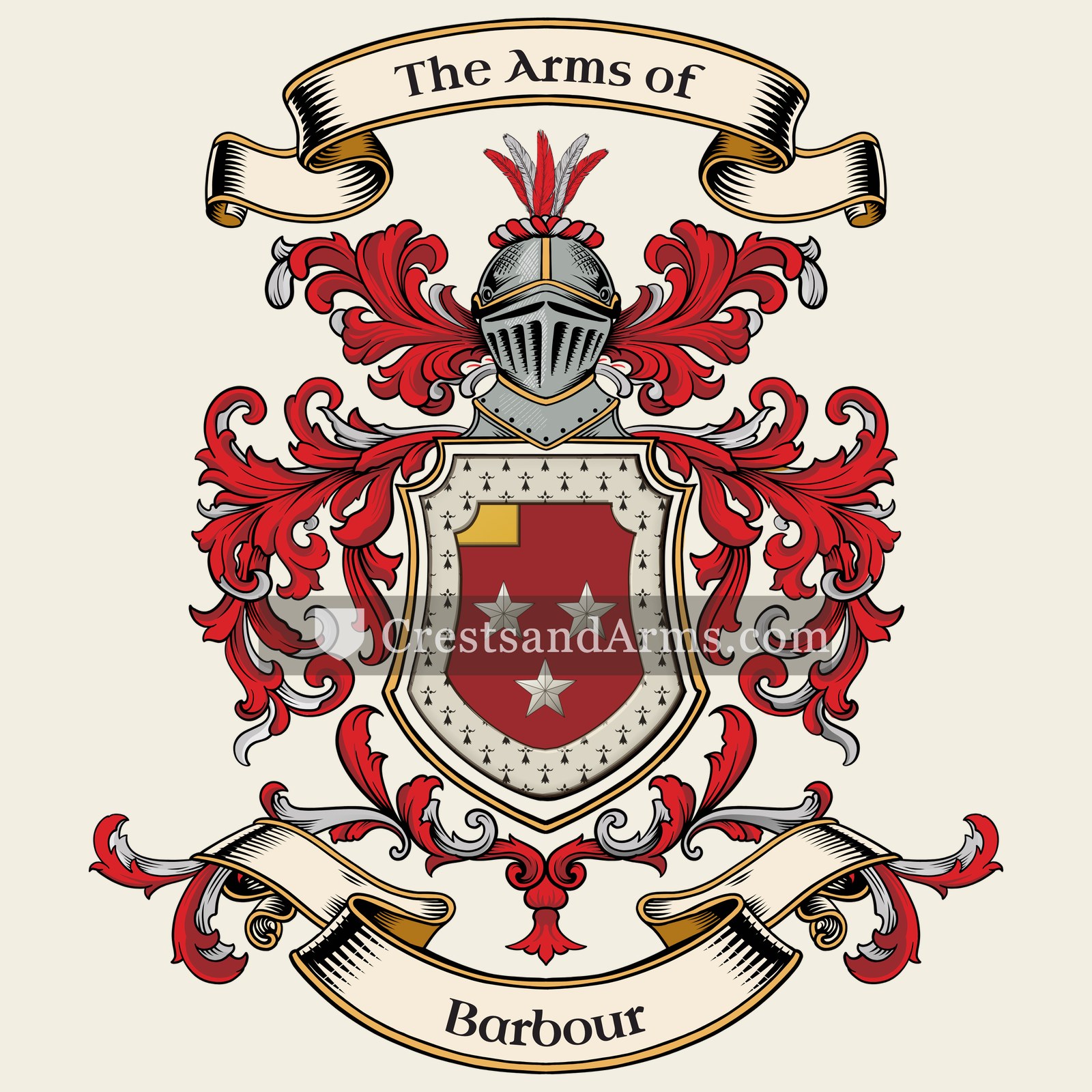 The Barbour coat of arms, drawn from the recorded blazon