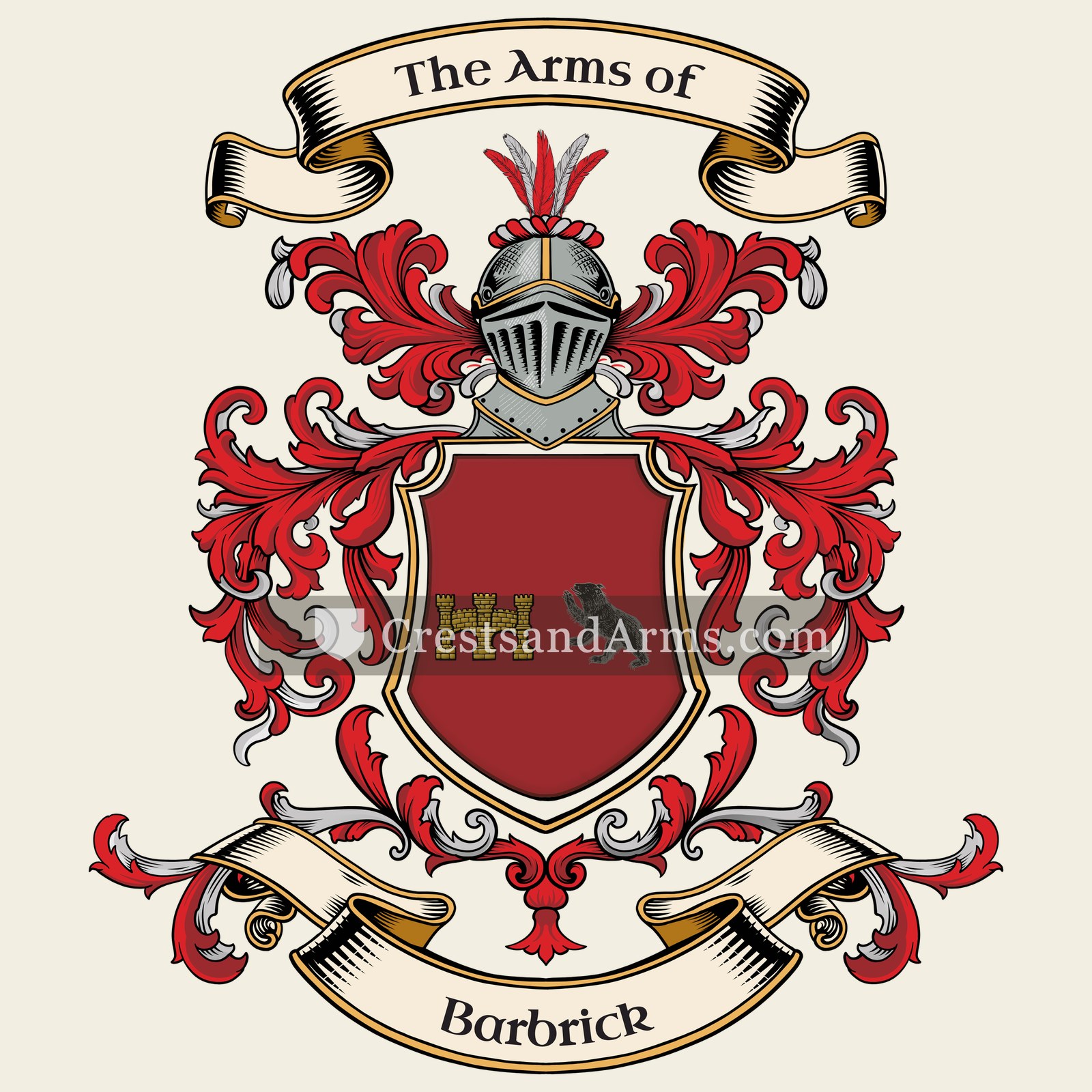 The Barbrick coat of arms, drawn from the recorded blazon