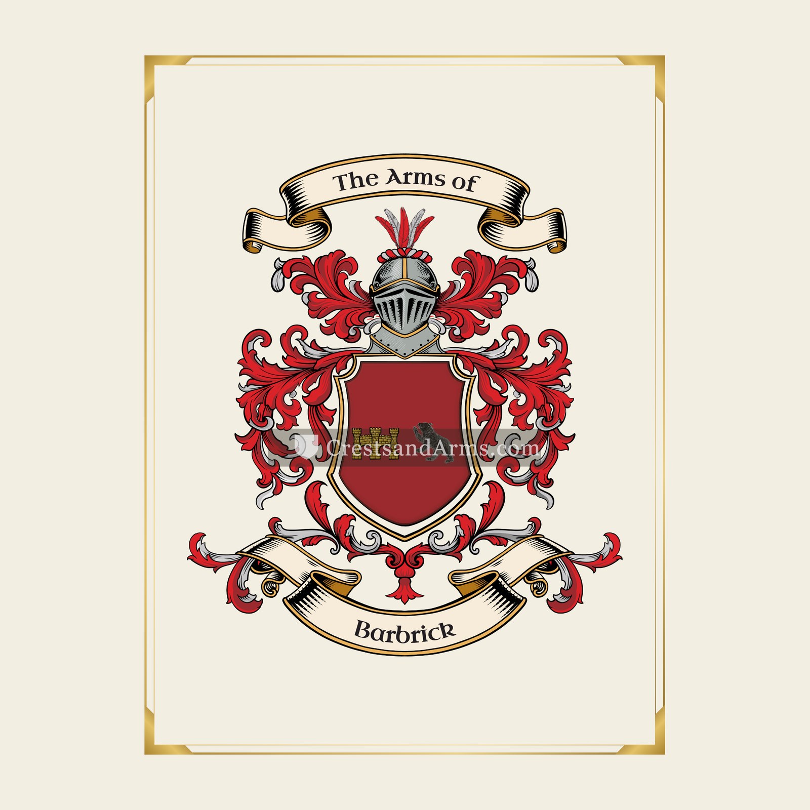 With gold border