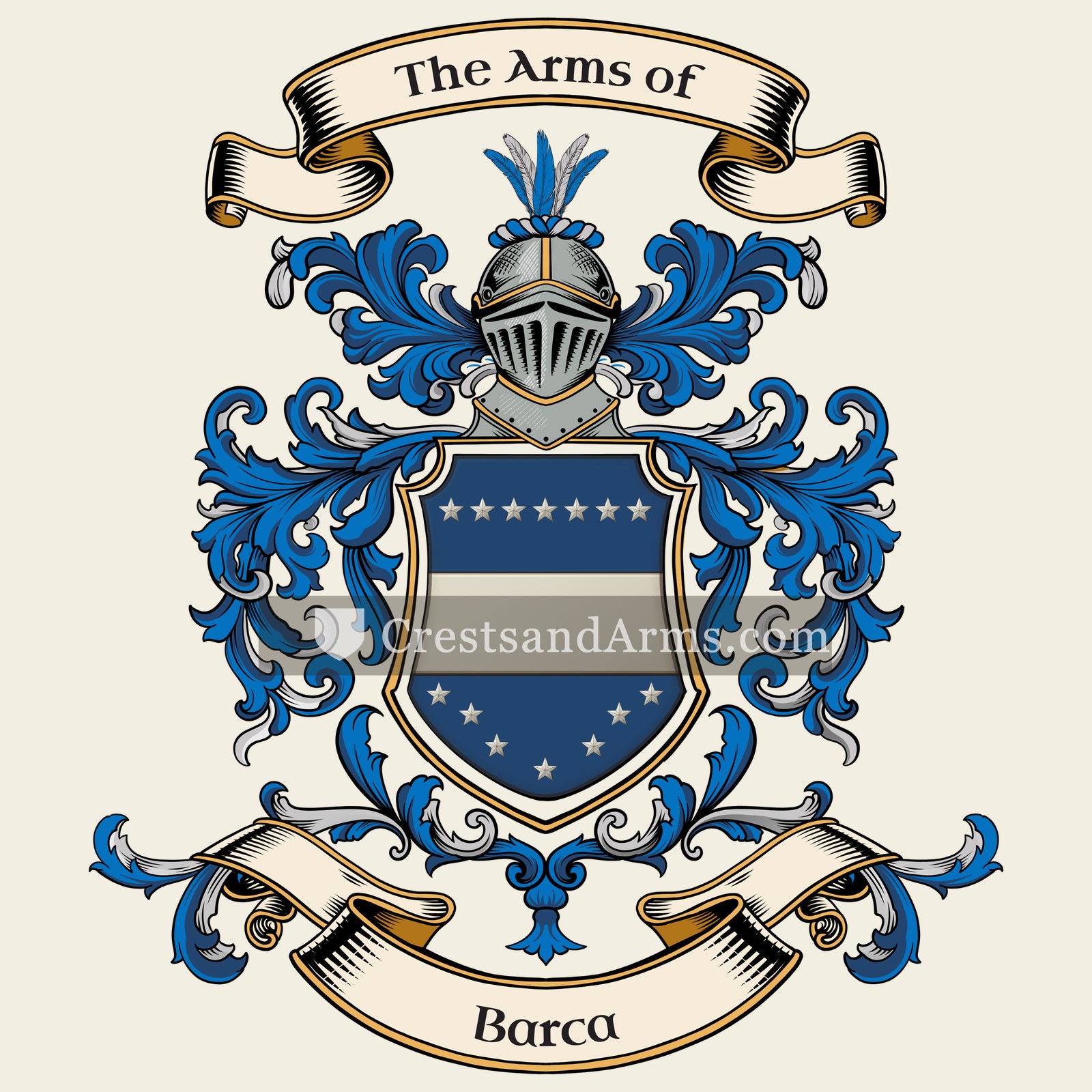 The Barca coat of arms, drawn from the recorded blazon