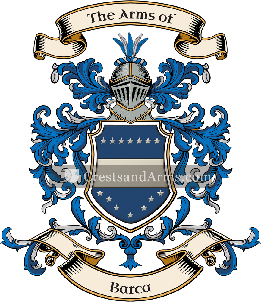 The Barca coat of arms, drawn from the recorded blazon