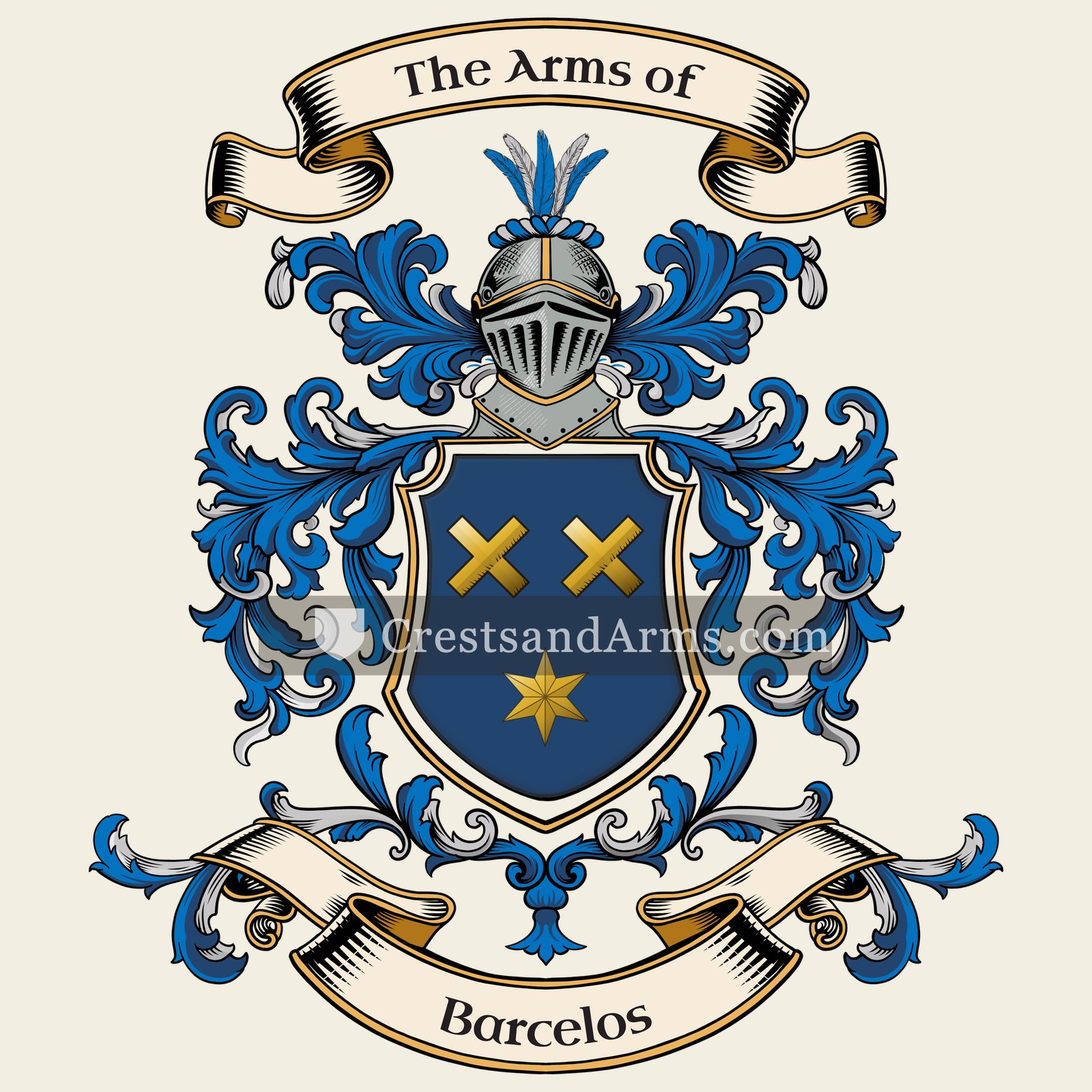 The Barcelos coat of arms, drawn from the recorded blazon