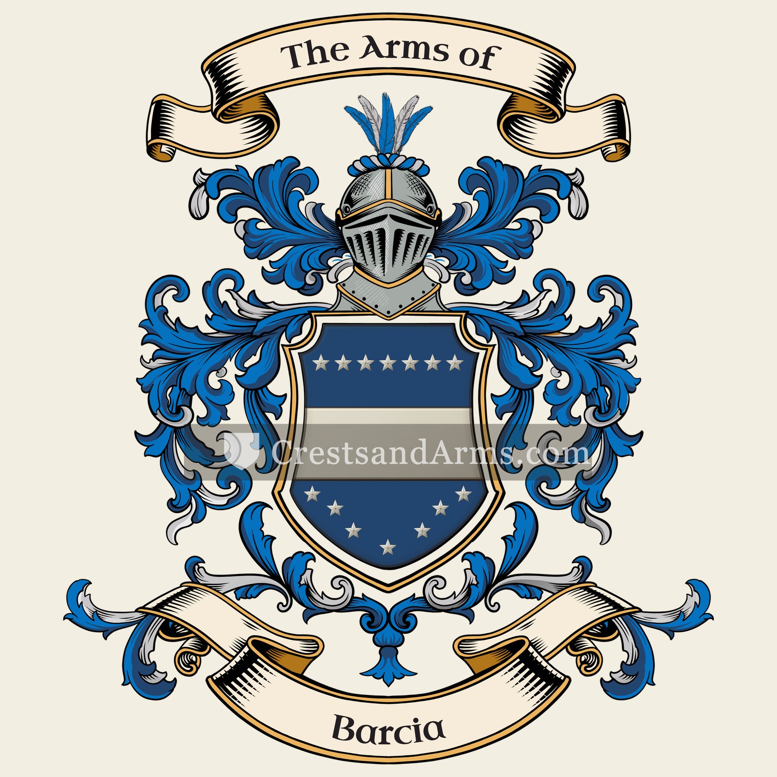 The Barcia coat of arms, drawn from the recorded blazon