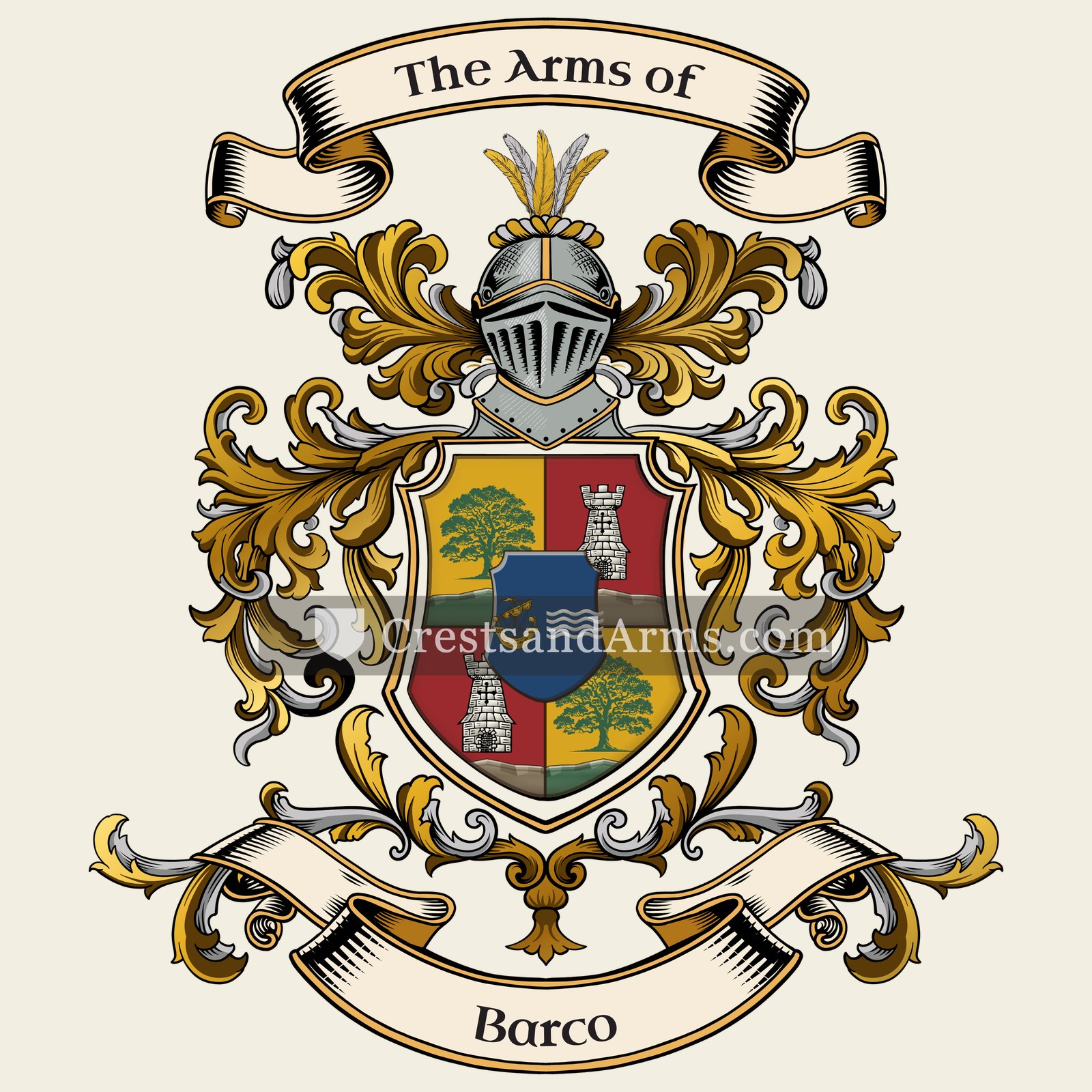 The Barco coat of arms, drawn from the recorded blazon