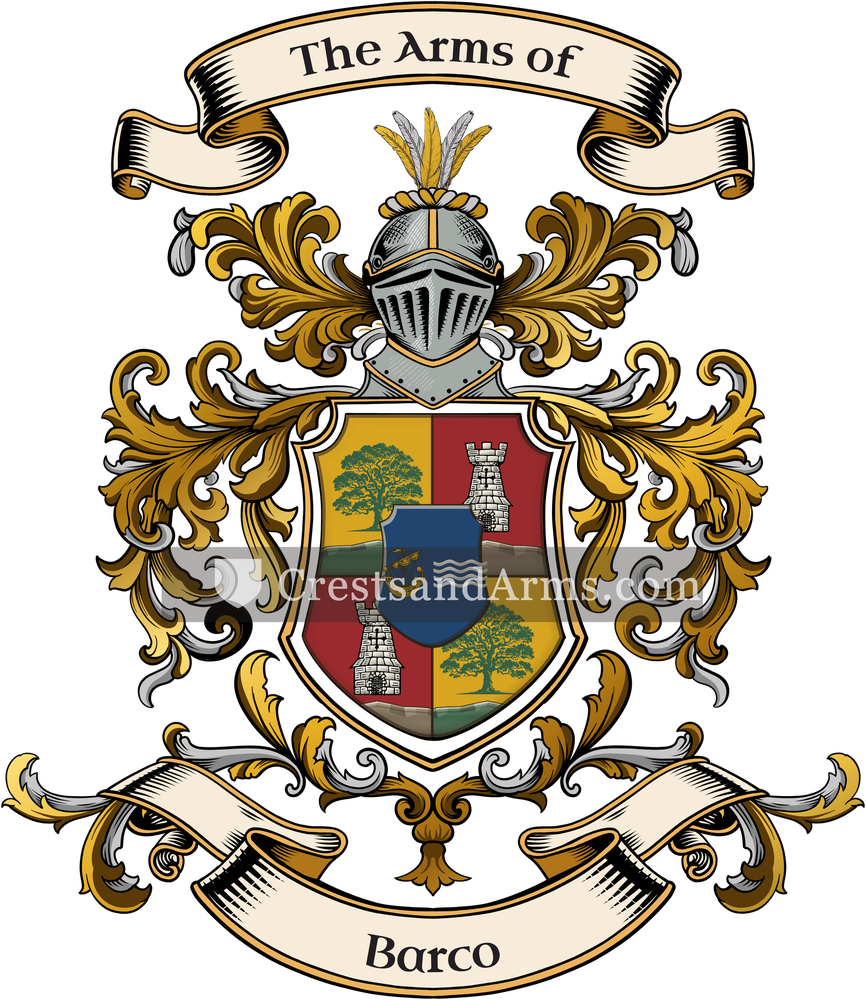 The Barco coat of arms, drawn from the recorded blazon