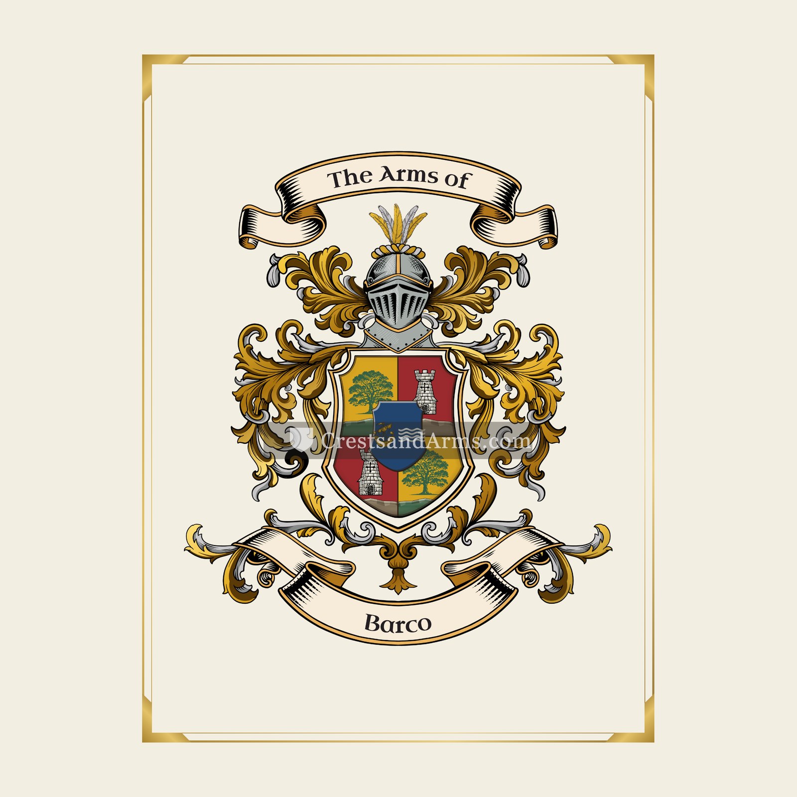 With gold border
