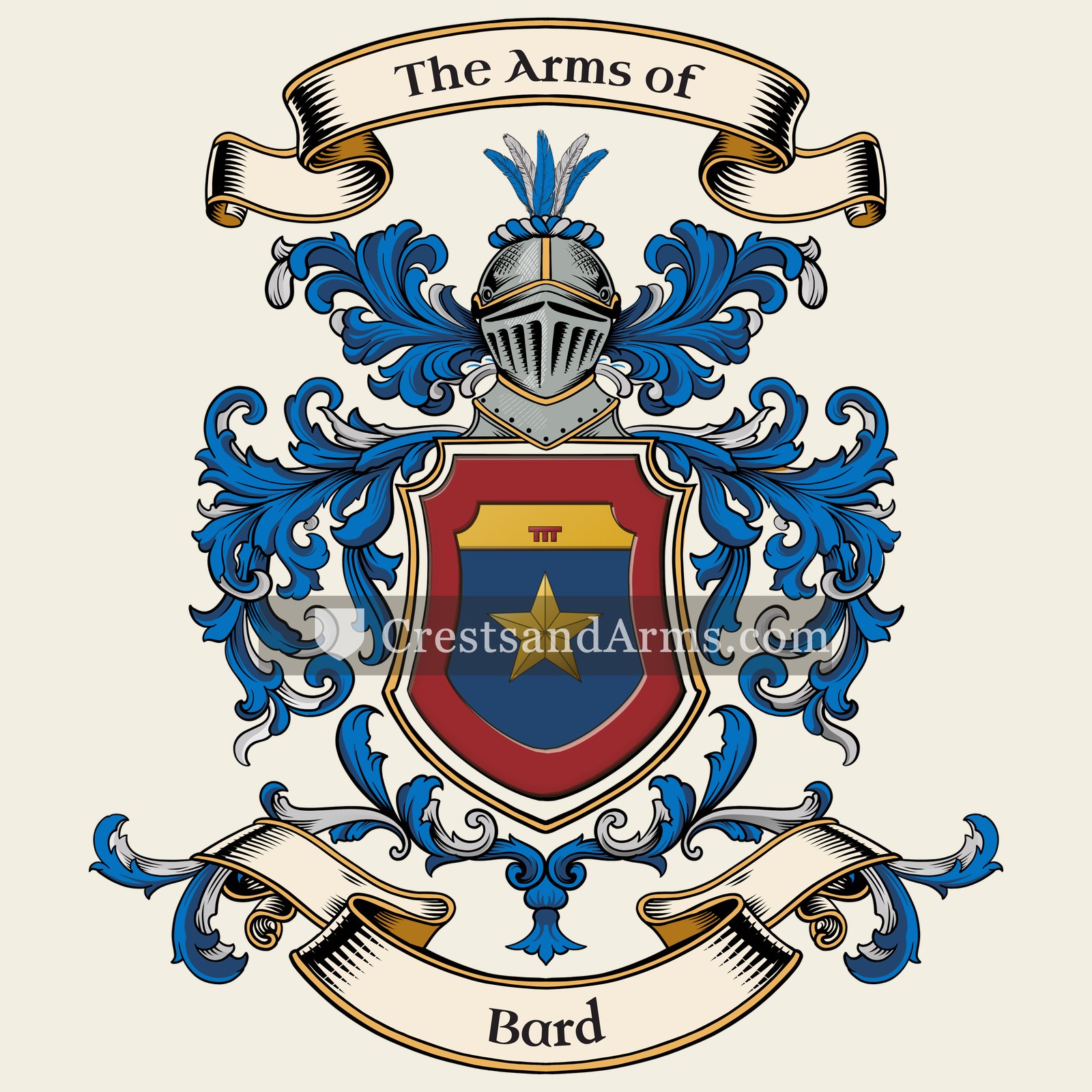 The Bard coat of arms, drawn from the recorded blazon