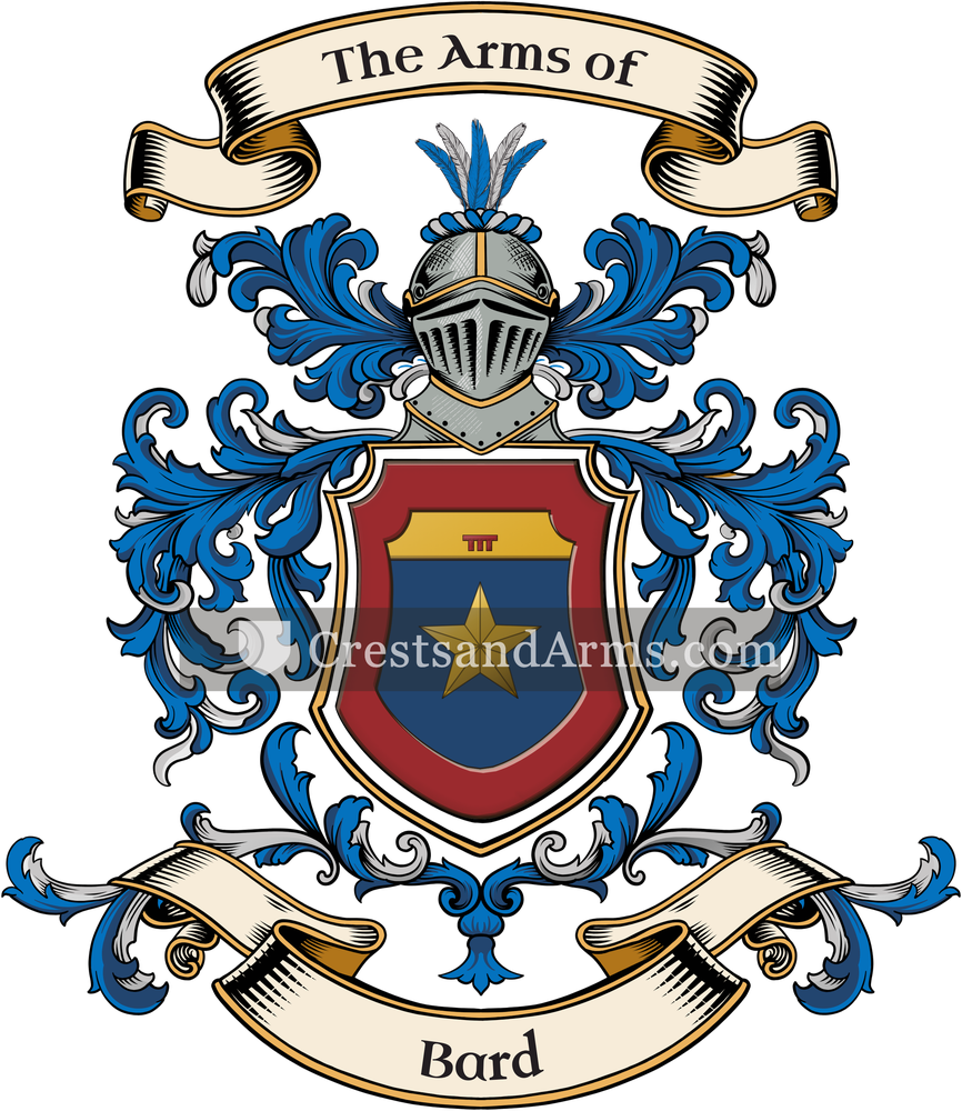 The Bard coat of arms, drawn from the recorded blazon