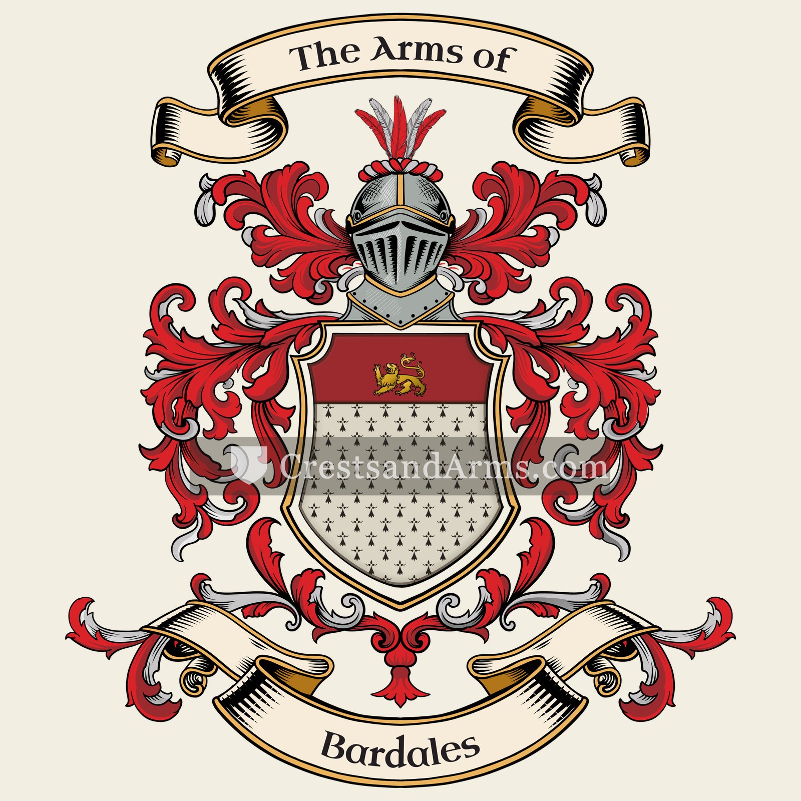 The Bardales coat of arms, drawn from the recorded blazon