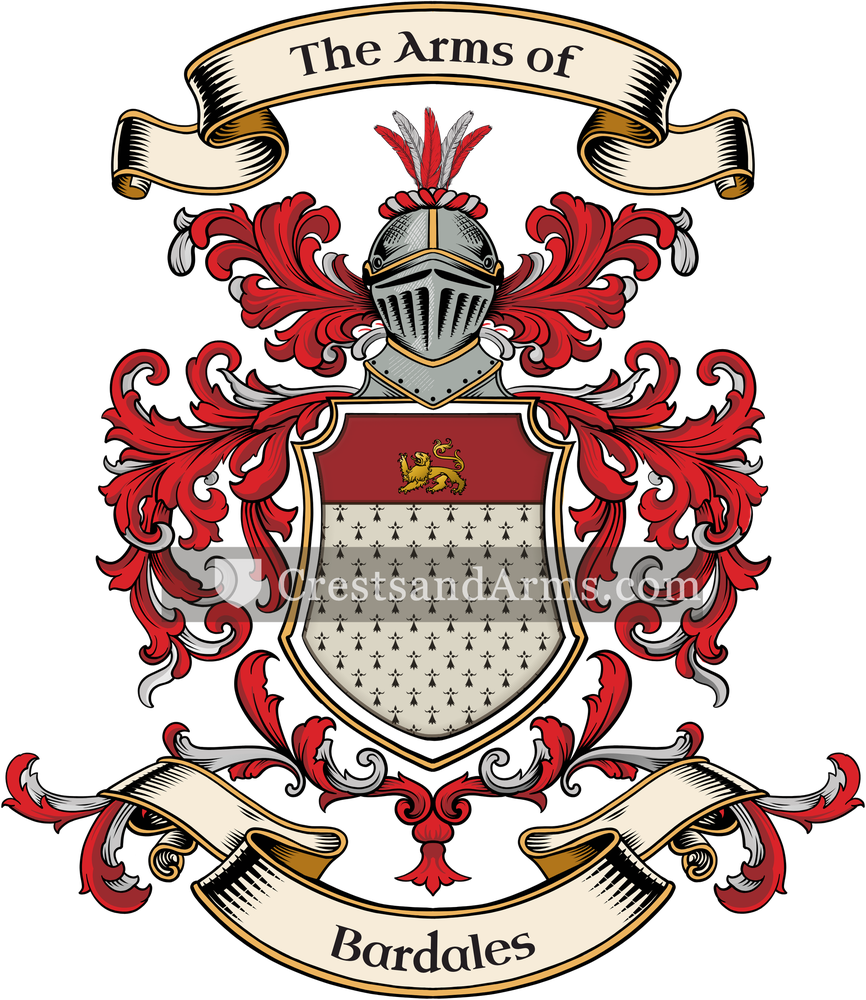 The Bardales coat of arms, drawn from the recorded blazon