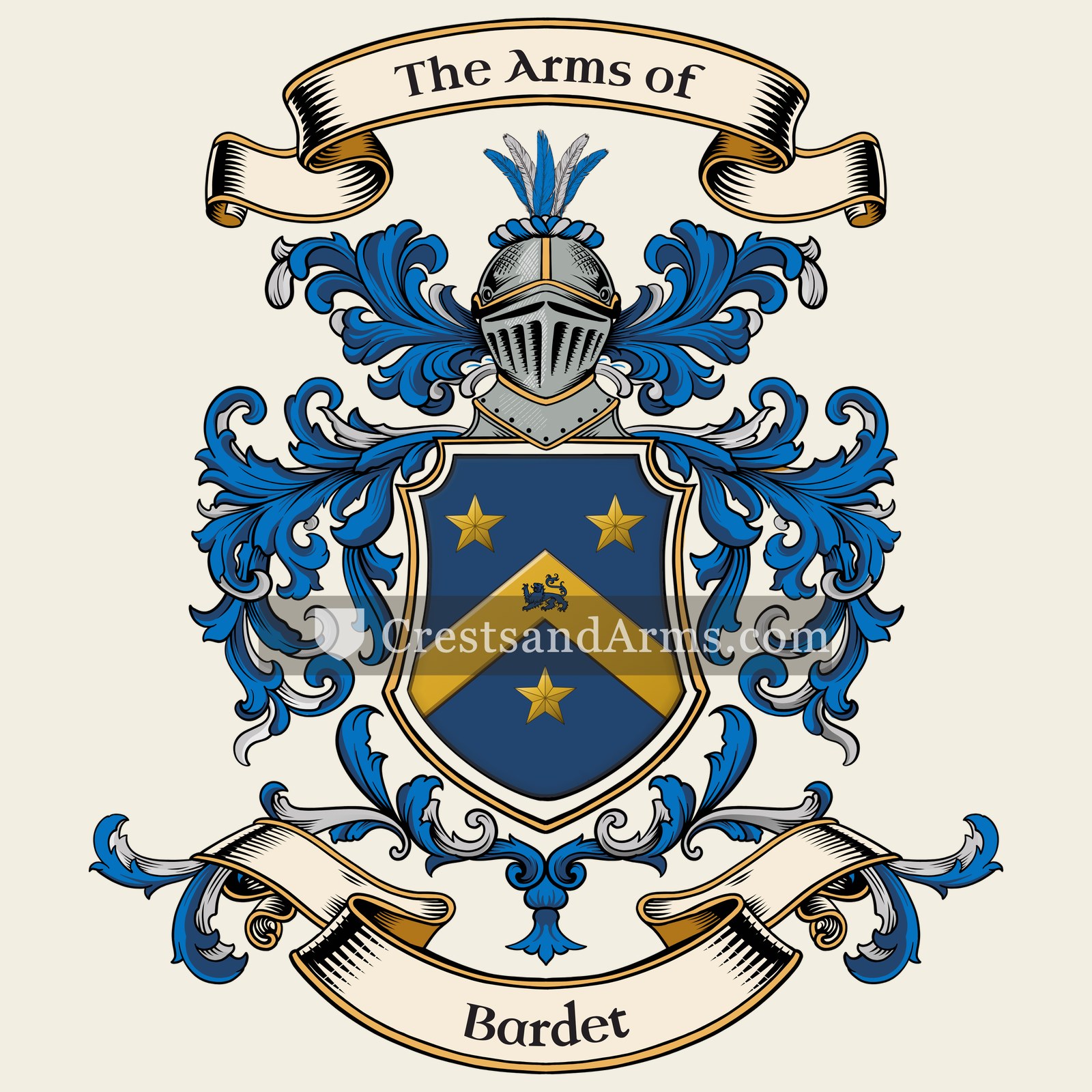 The Bardet coat of arms, drawn from the recorded blazon