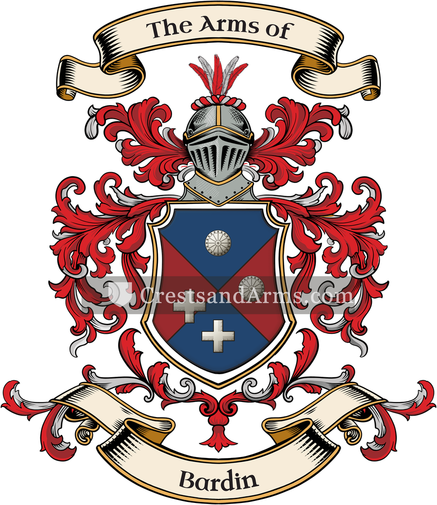The Bardin coat of arms, drawn from the recorded blazon