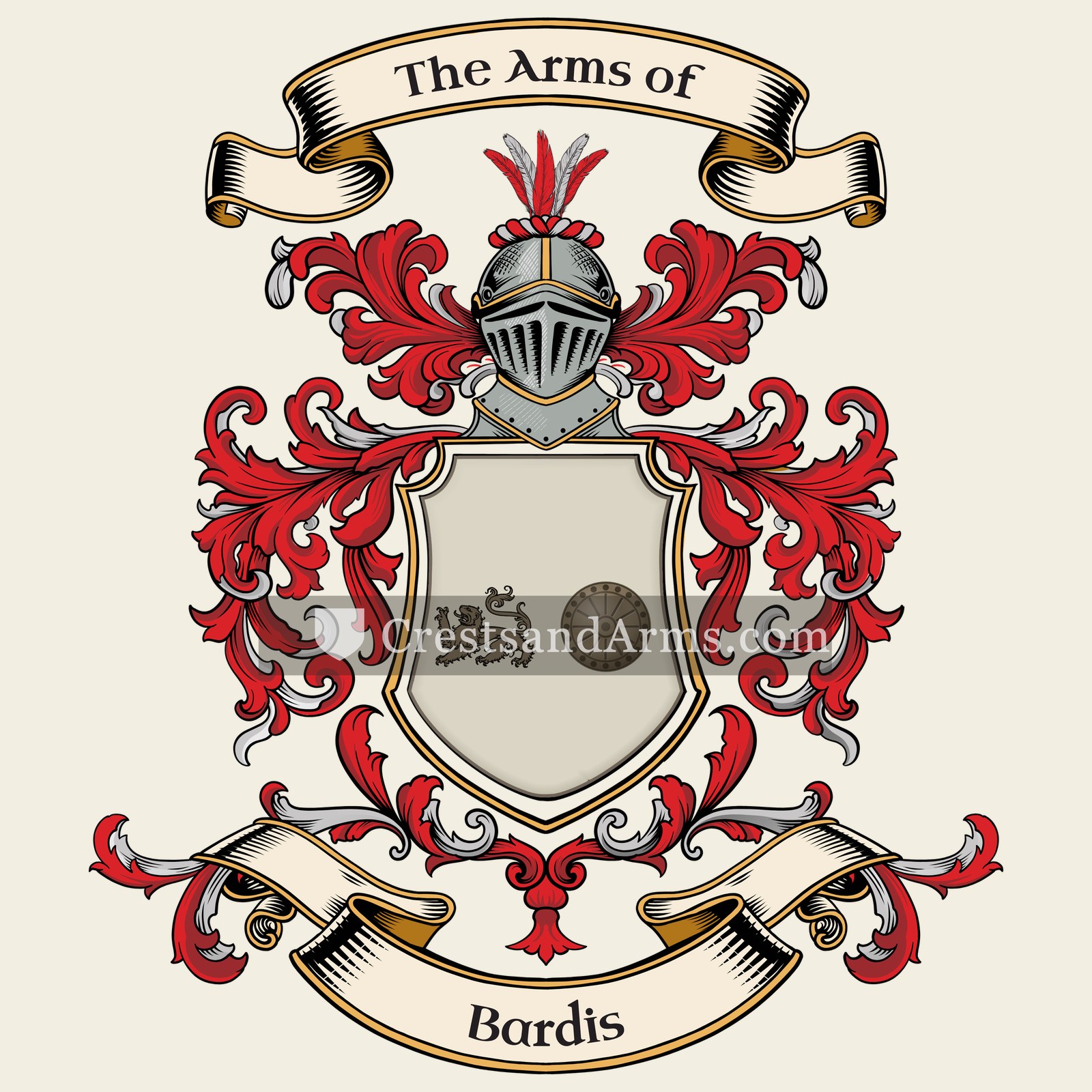 The Bardis coat of arms, drawn from the recorded blazon