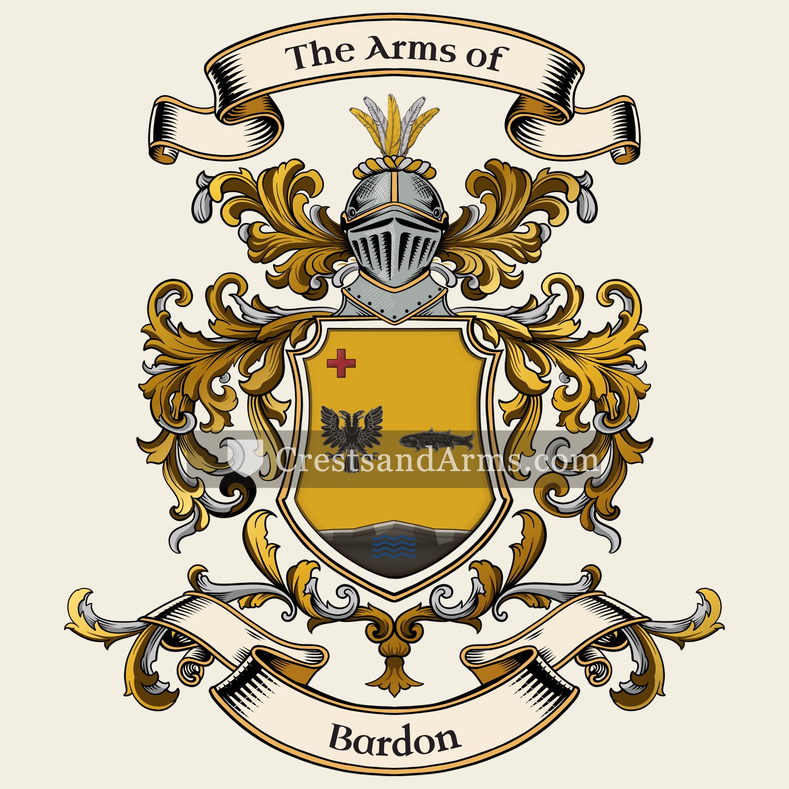 The Bardon coat of arms, drawn from the recorded blazon