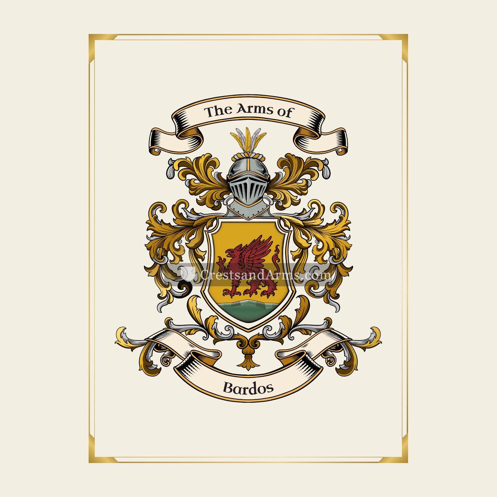 With gold border