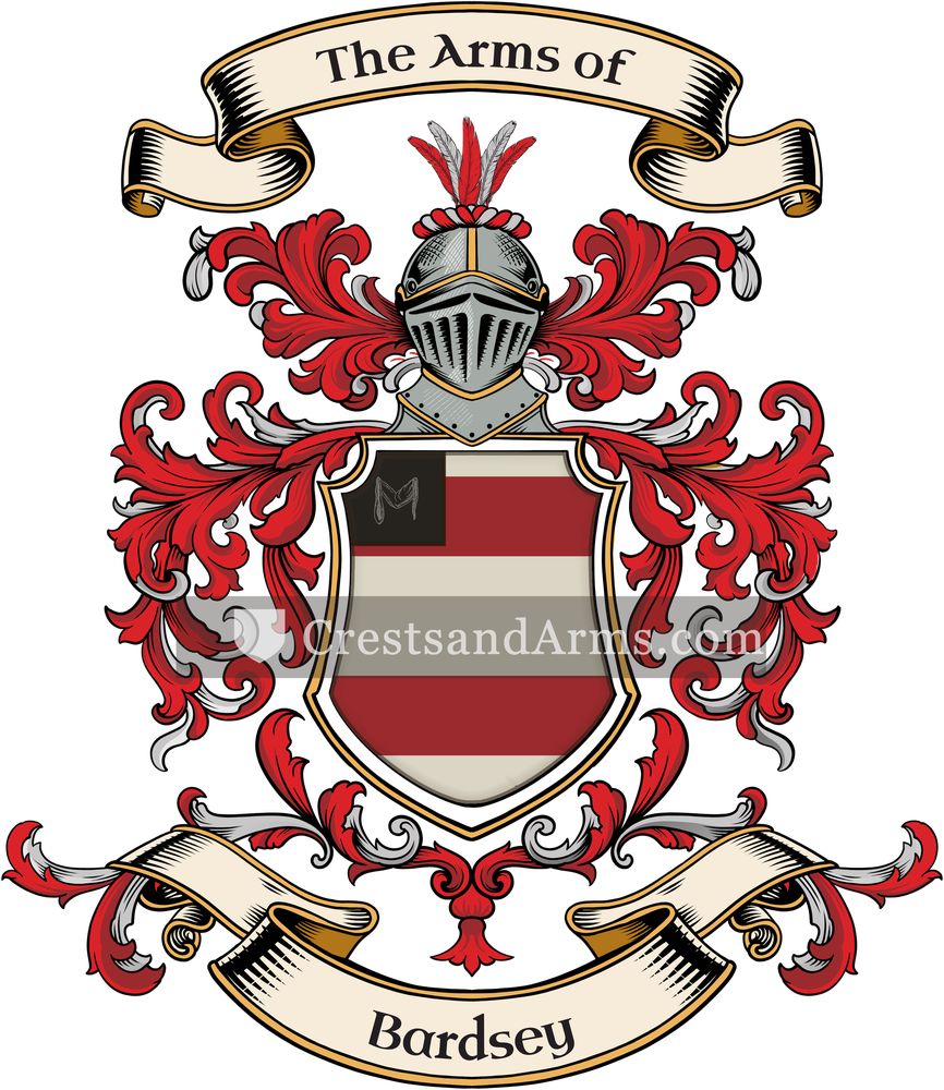 The Bardsey coat of arms, drawn from the recorded blazon