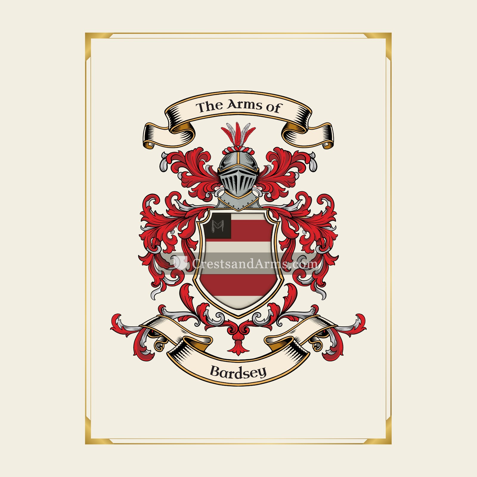 With gold border