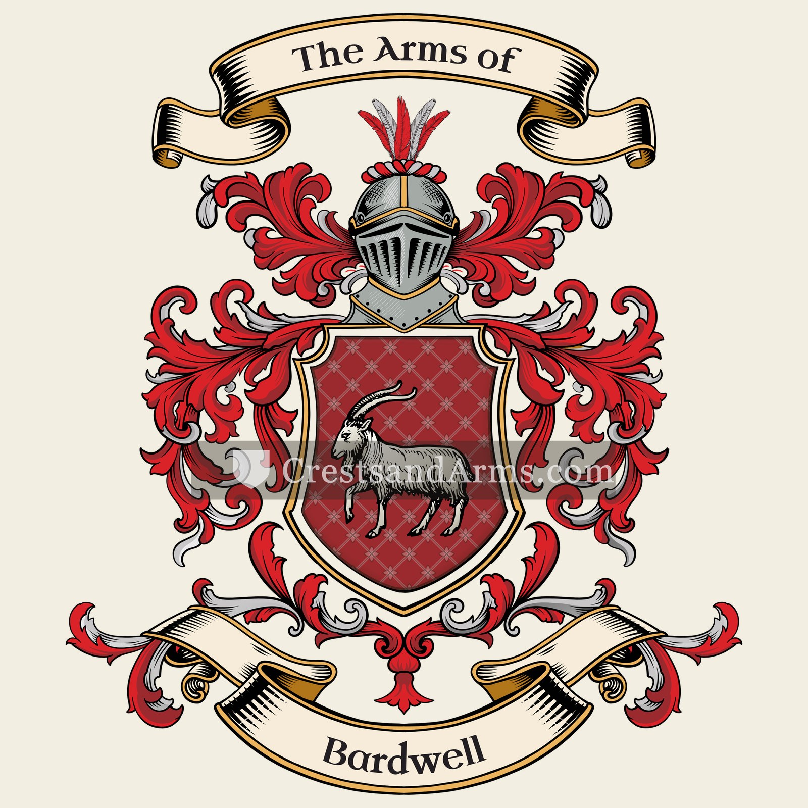 The Bardwell coat of arms, drawn from the recorded blazon