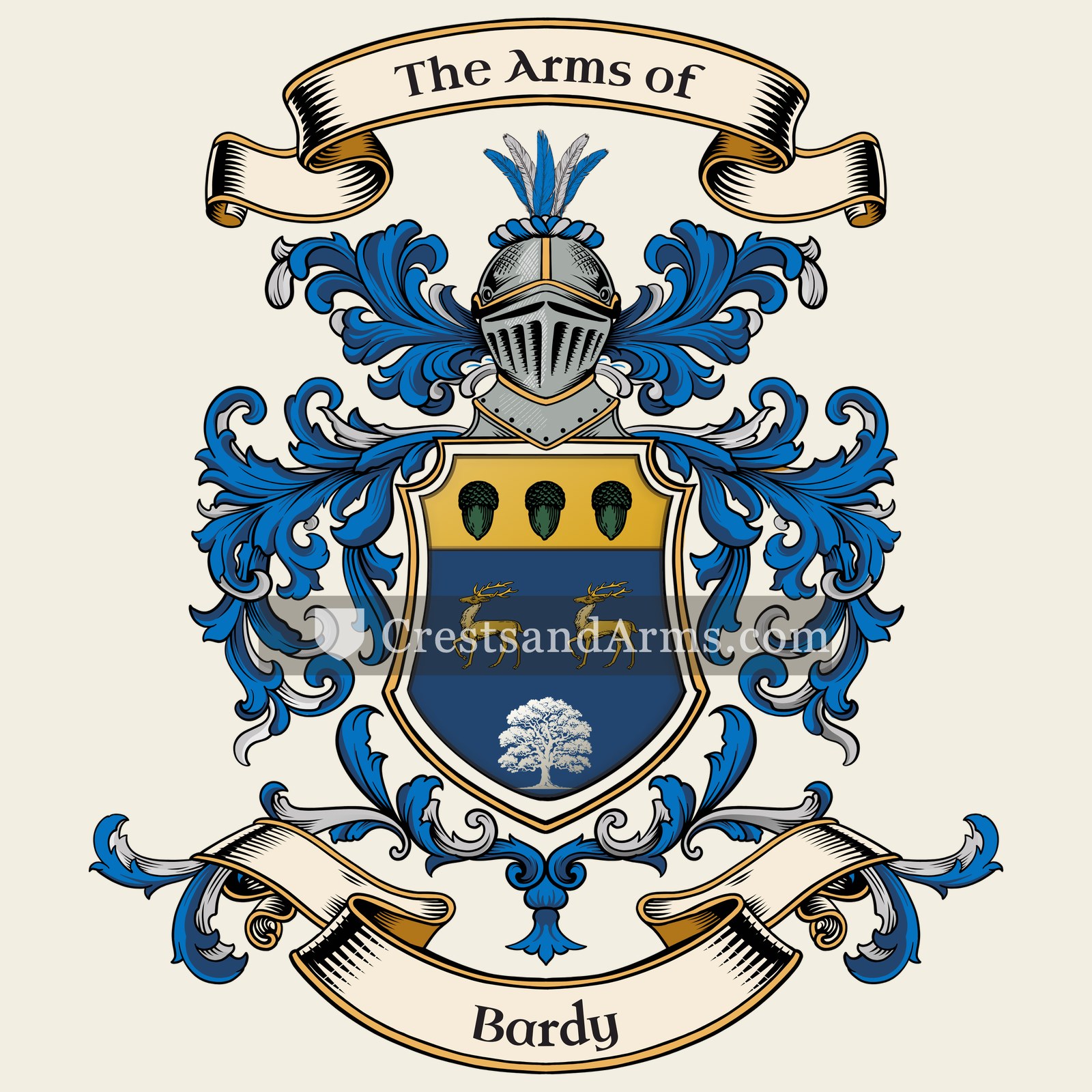 The Bardy coat of arms, drawn from the recorded blazon